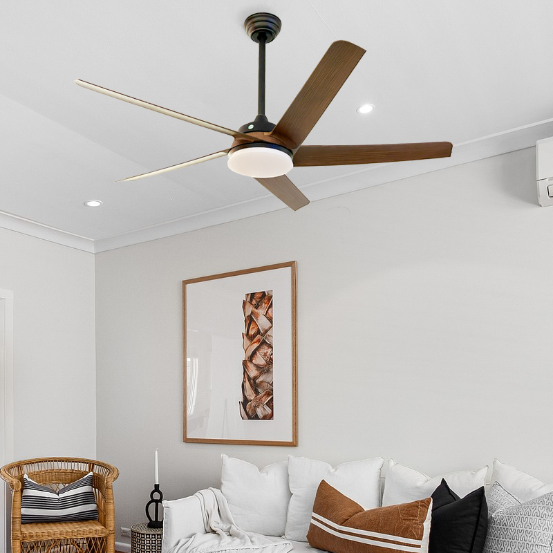 5-Blade Ceiling Fan with Dimmable LED Light and DC Motor