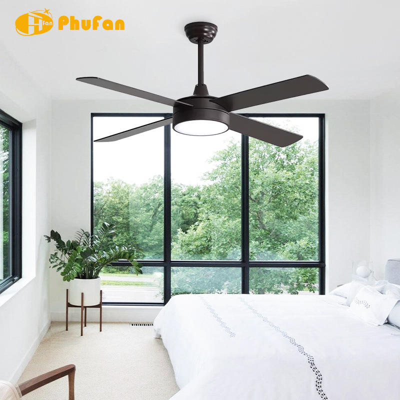 4 Blade Ceiling Fan Light Remote Silent Reversible BLDC Motor For Bedroom