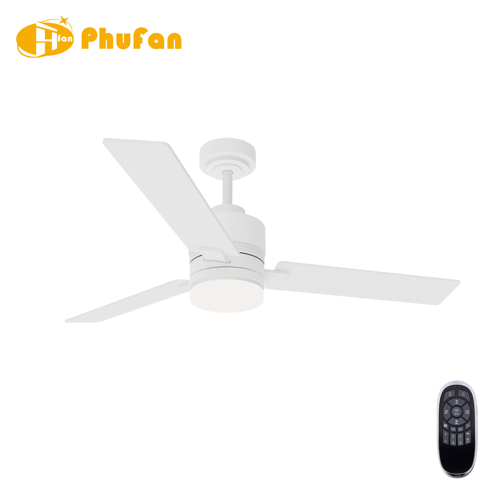 3 Straight Flat Blade Ceiling Fan Light Remote Silent Reversible BLDC Motor
