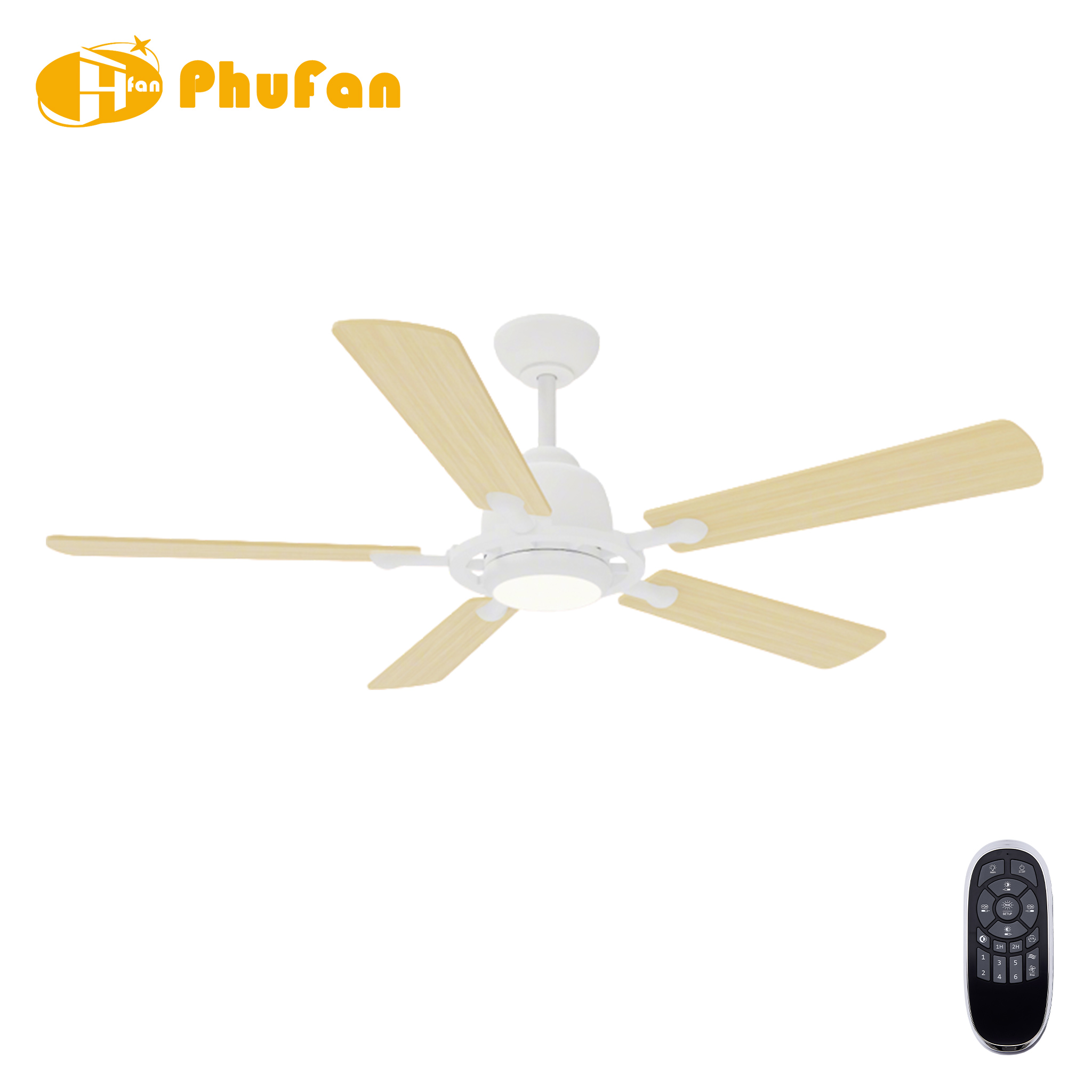 5 Blade Ceiling Fan Light Remote Silent Reversible BLDC Motor For Bedroom