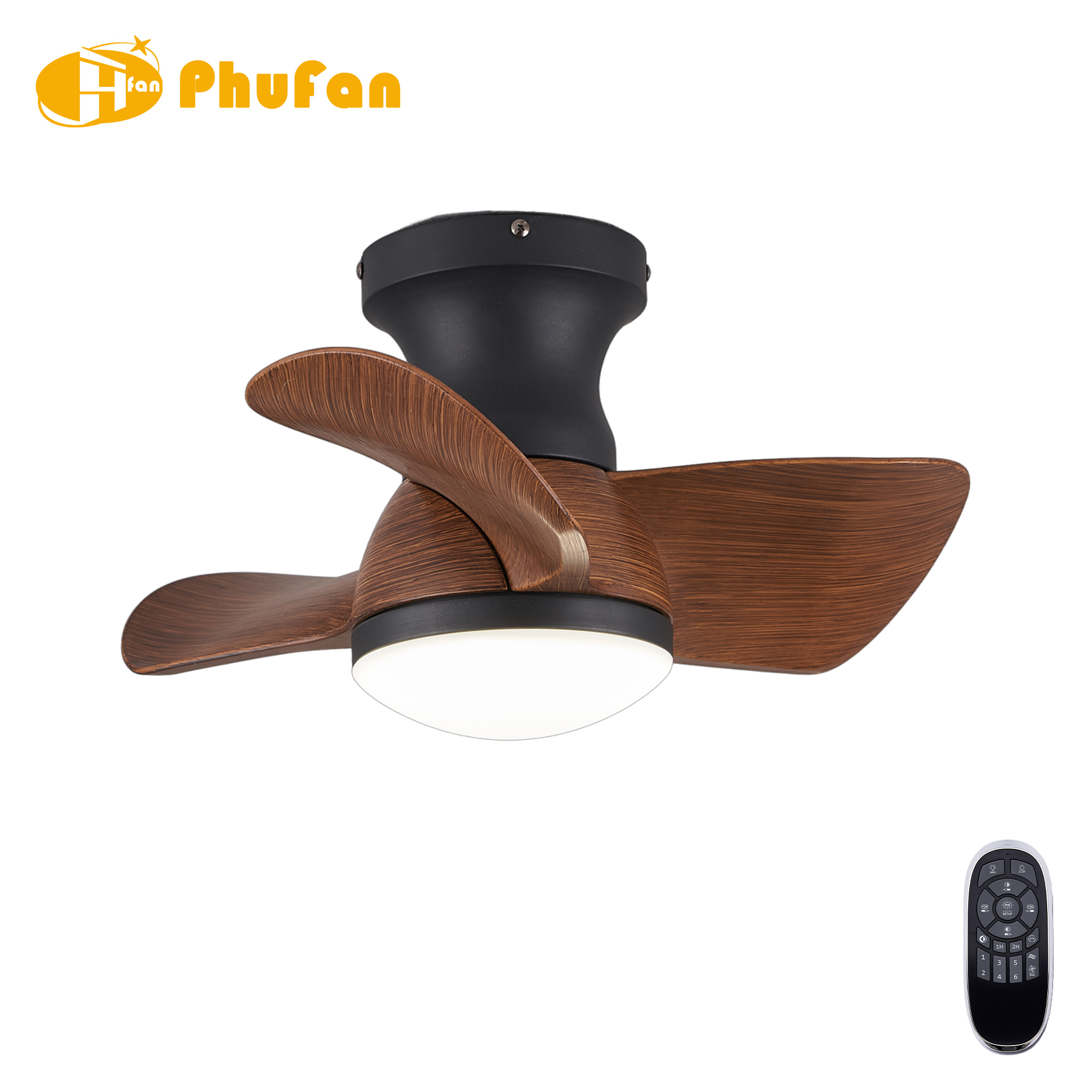 Low Profile Flush Mount 3-Blade Ceiling Fan Light for Balcony Kids Room Laundry