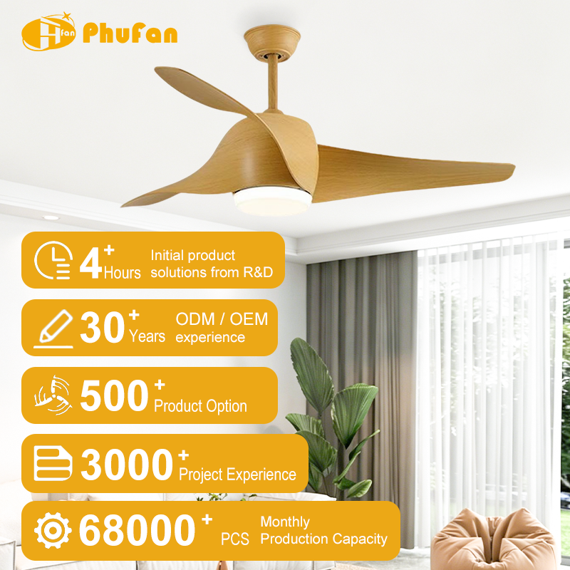 3-Blade ABS Ceiling Fan with Light and Remote - Sculpted Blade Design