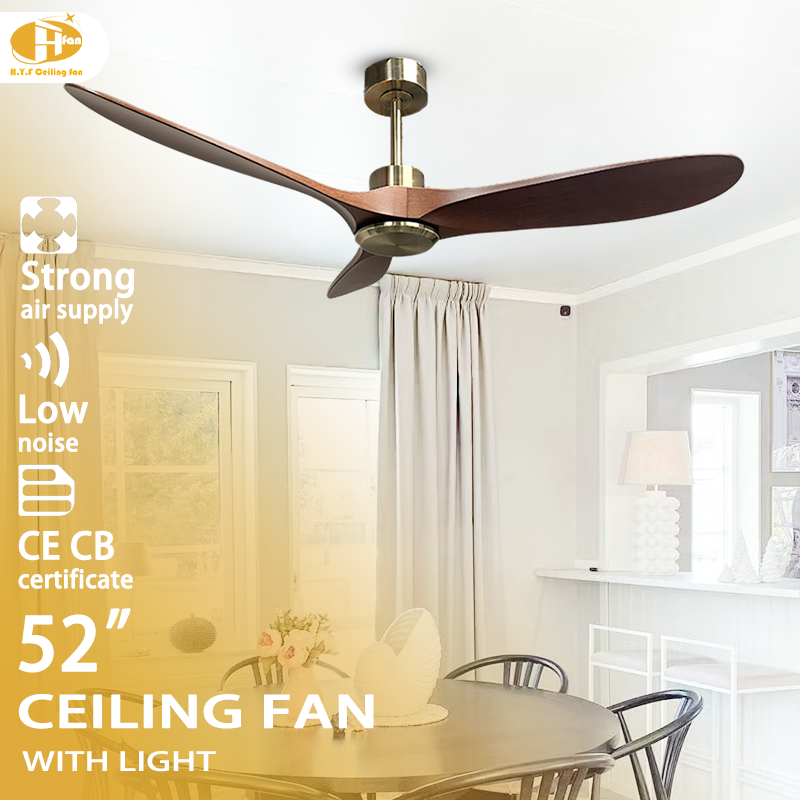 Solid Wood Silent Ceiling Fan Without Light Forward & Reverse Airflow for Hotel