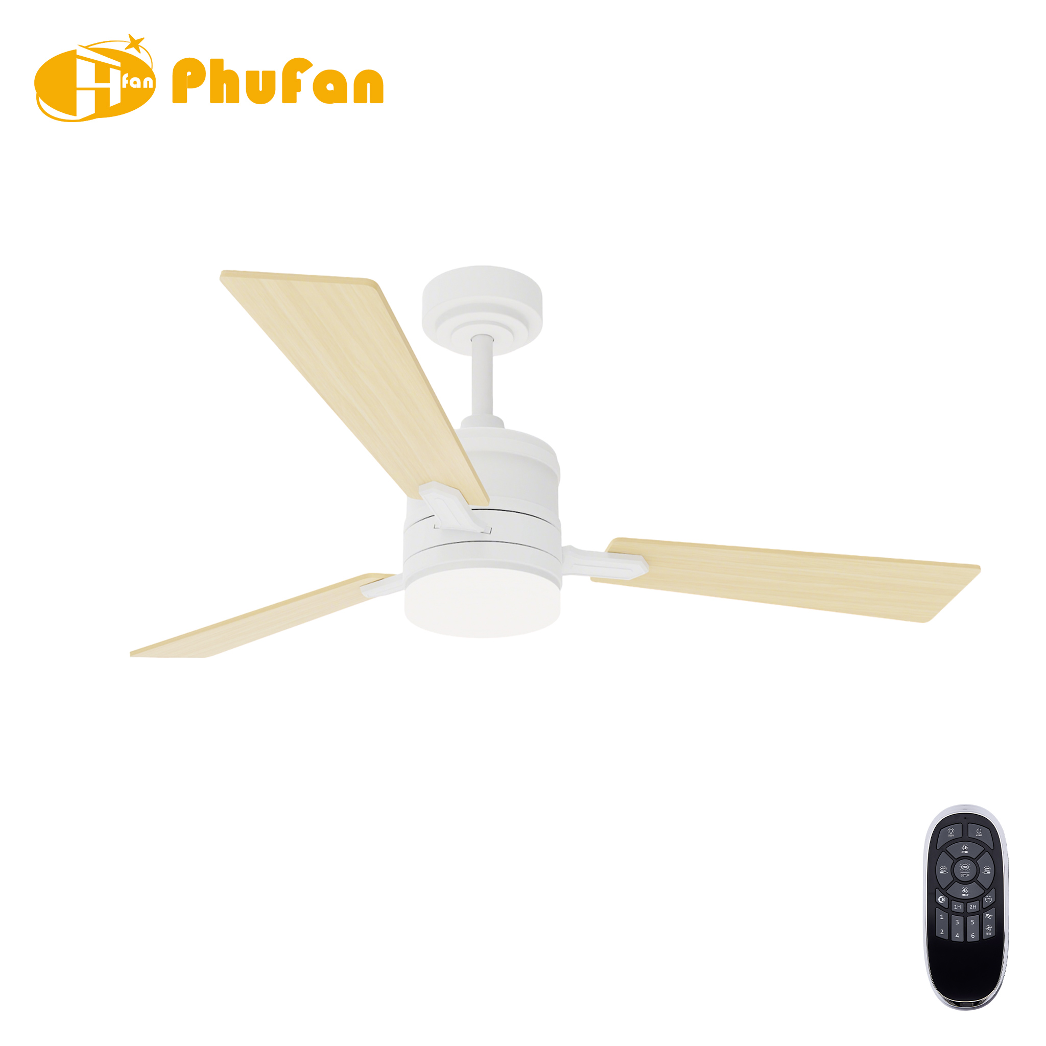 3-Blade Ceiling Fan with Dimmable LED Light and Remote Control
