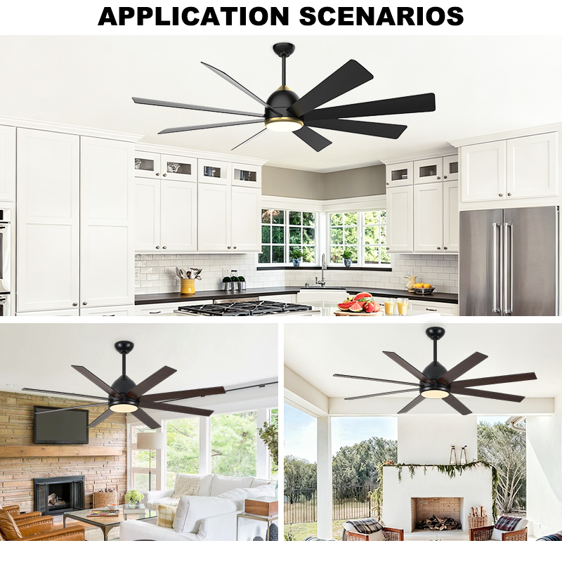 Extra Large Ceiling Fan with Light  Reversible DC Motor for Villa Open Living