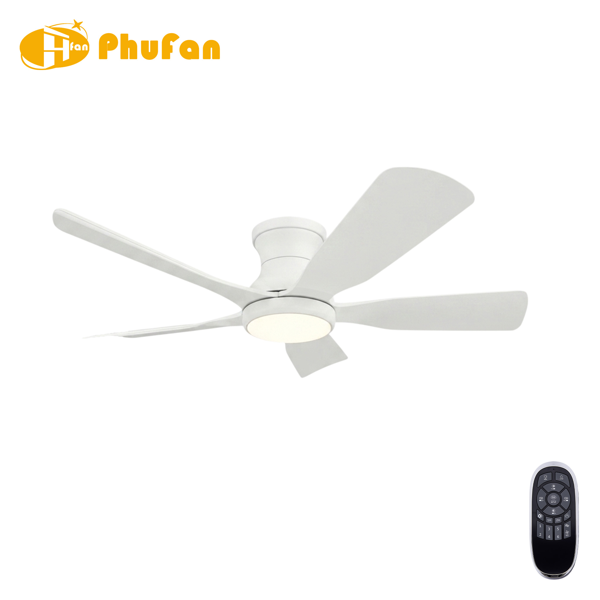 Flush Mount Hugger 5-Blade Ceiling Fan Light Low Lamp for Small Room Hallway