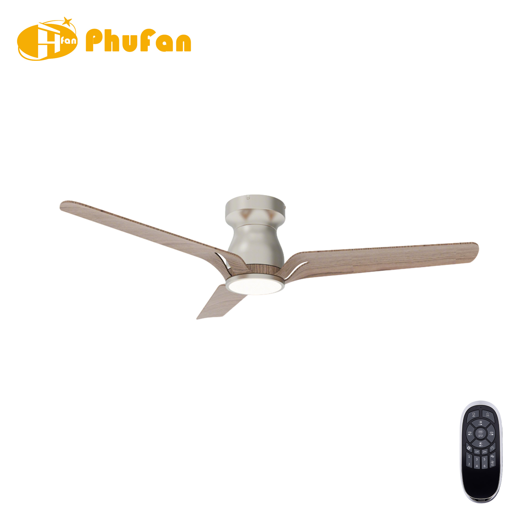Low Profile Ceiling Fan with LED Light and Remote - ABS Blades