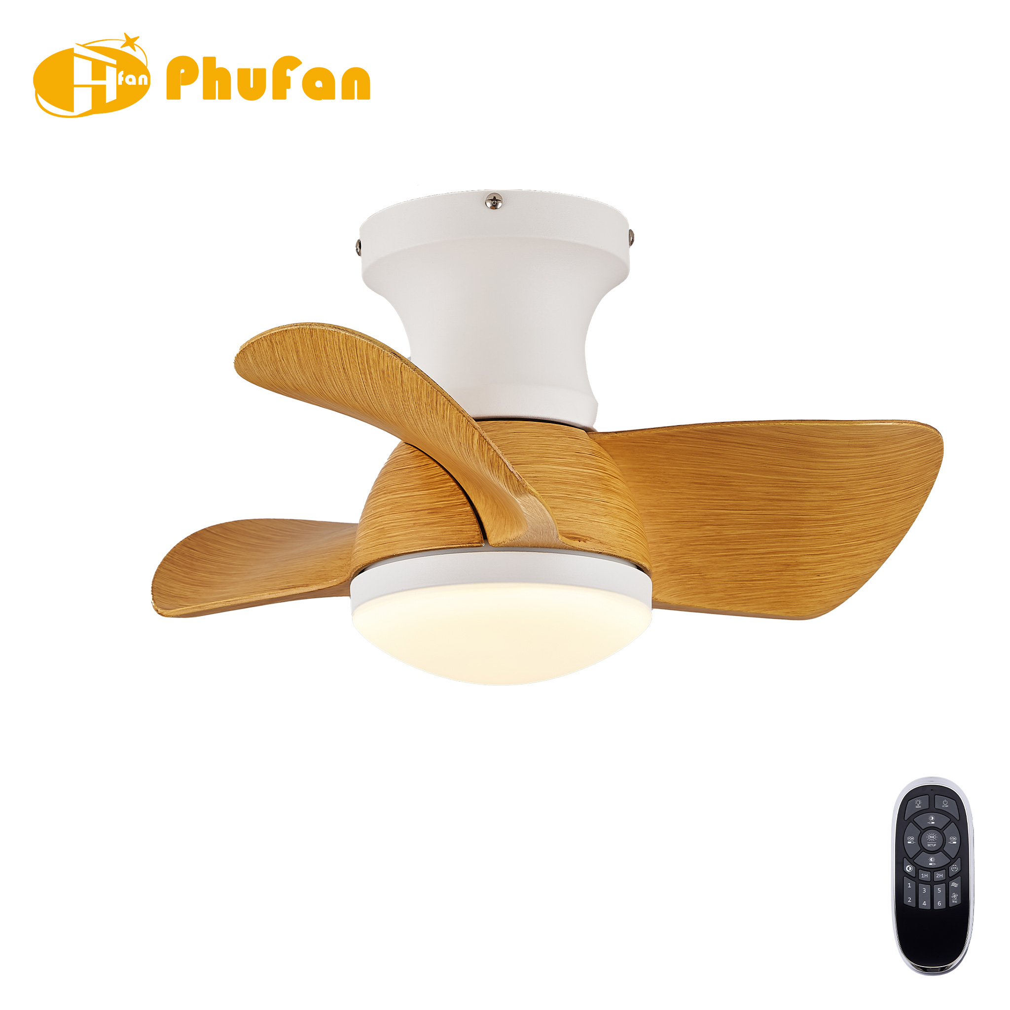 Low Profile Flush Mount 3-Blade Ceiling Fan Light for Balcony Kids Room Laundry
