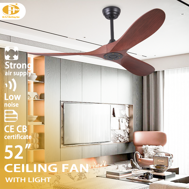 תמונה ממוזערת: No Light 3 Aerodynamic Wood Grain Ceiling Fan, Wide Curved Dark Walnut ABS Blade