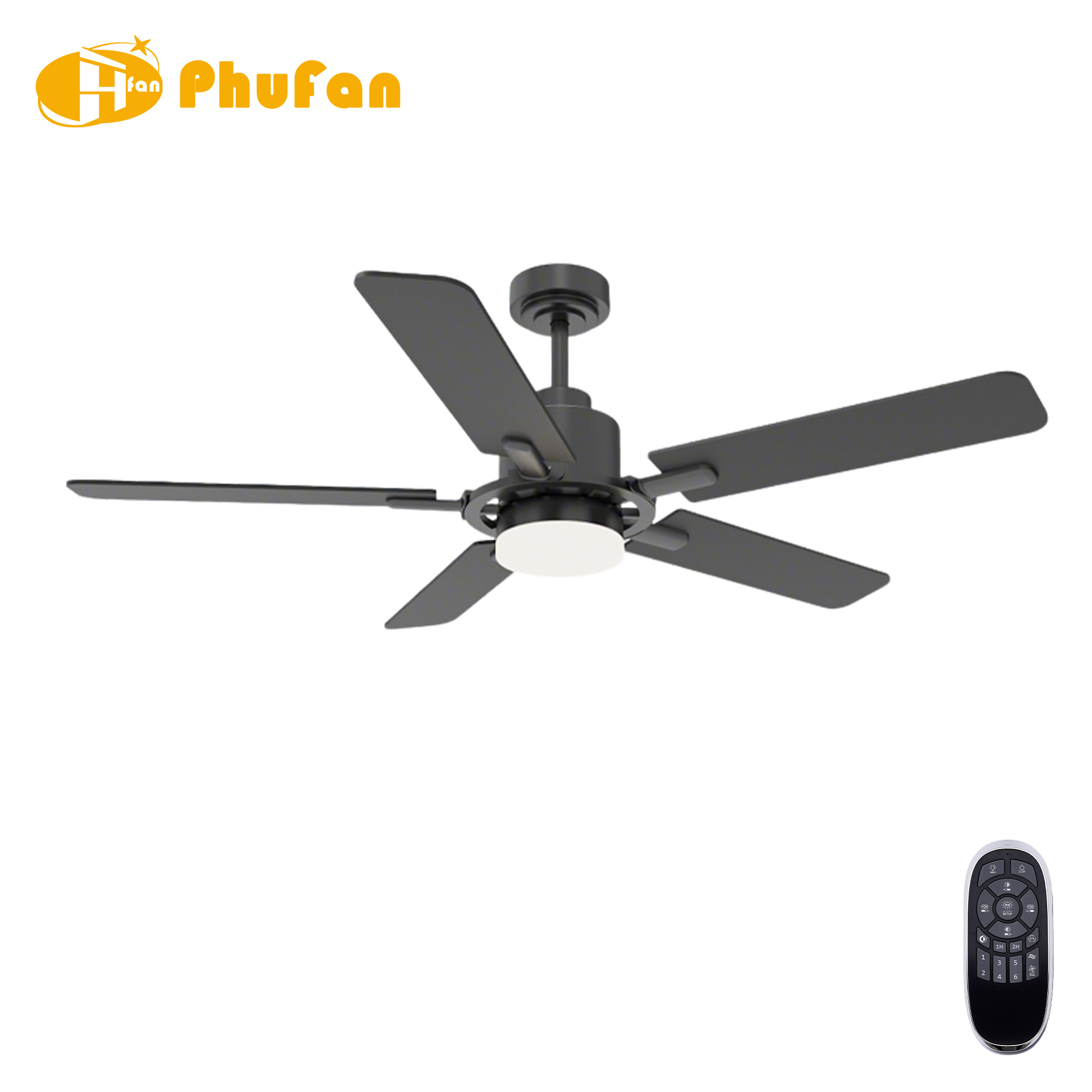 Industrial Ceiling Fan with Light for Kitchen - 5-Blade Design