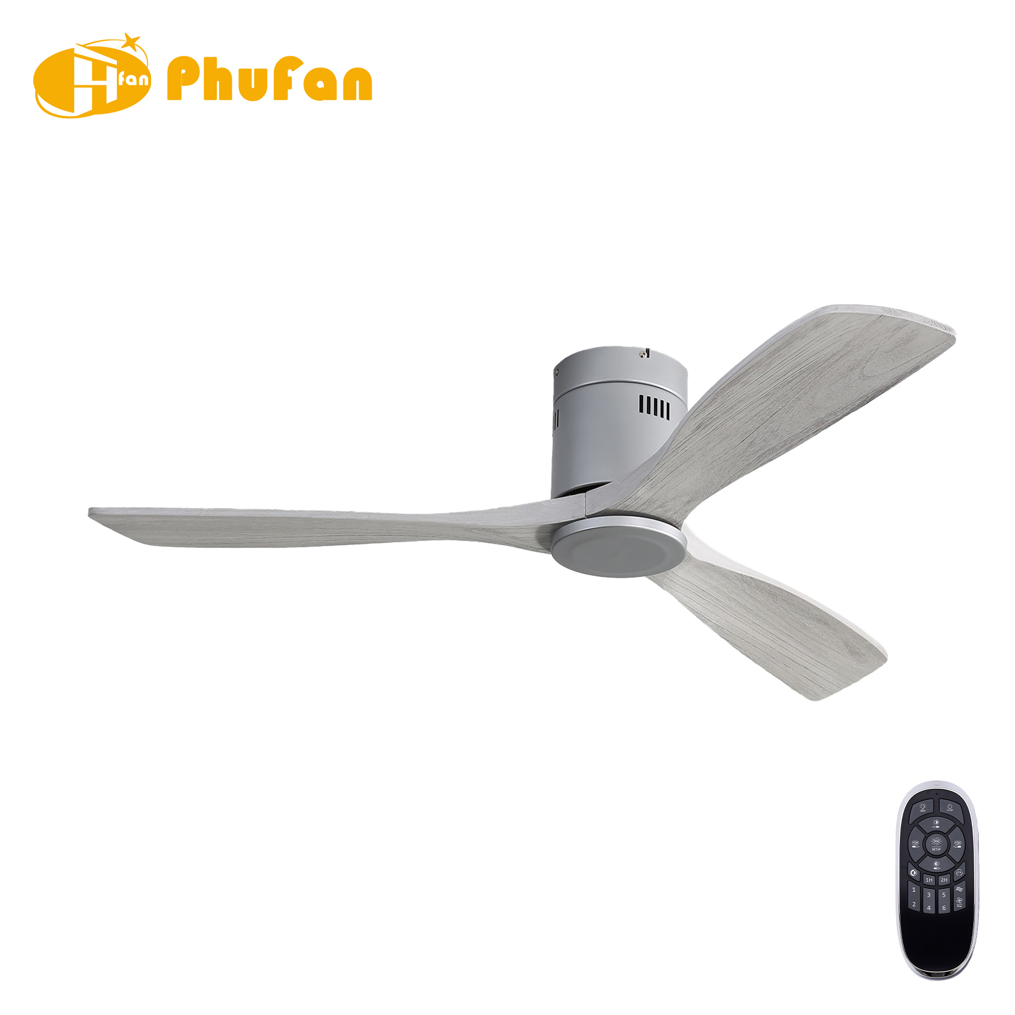 Low Profile Flush Mount Modern Ceiling Fan With Light  for Low Ceiling Bedroom
