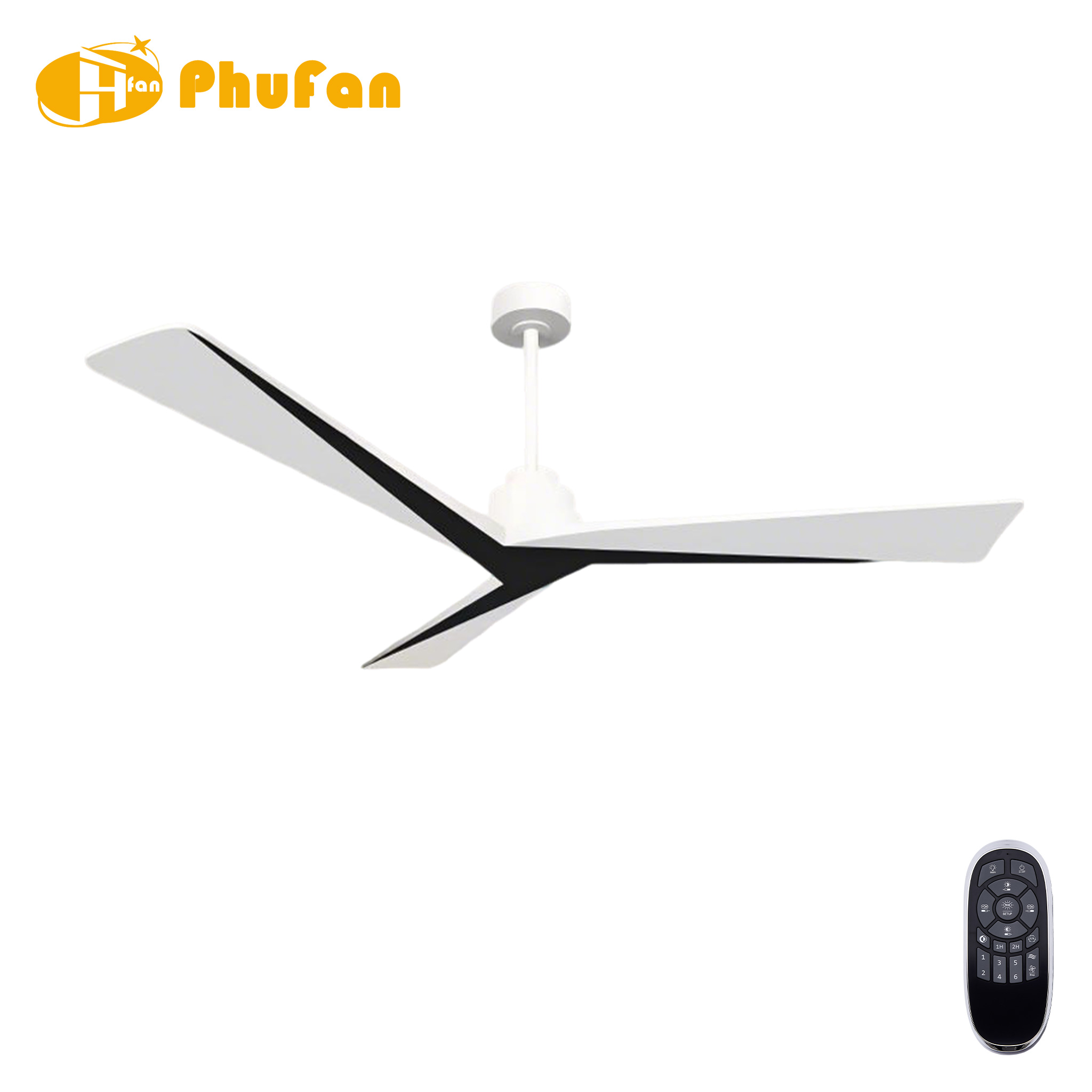Two-Tone Geometric Stripe Ceiling Fan Without Light Minimalist Decor Fan