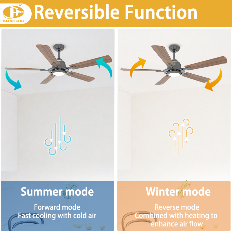 5 Blade Ceiling Fan Light Remote Silent Reversible BLDC Motor For Bedroom