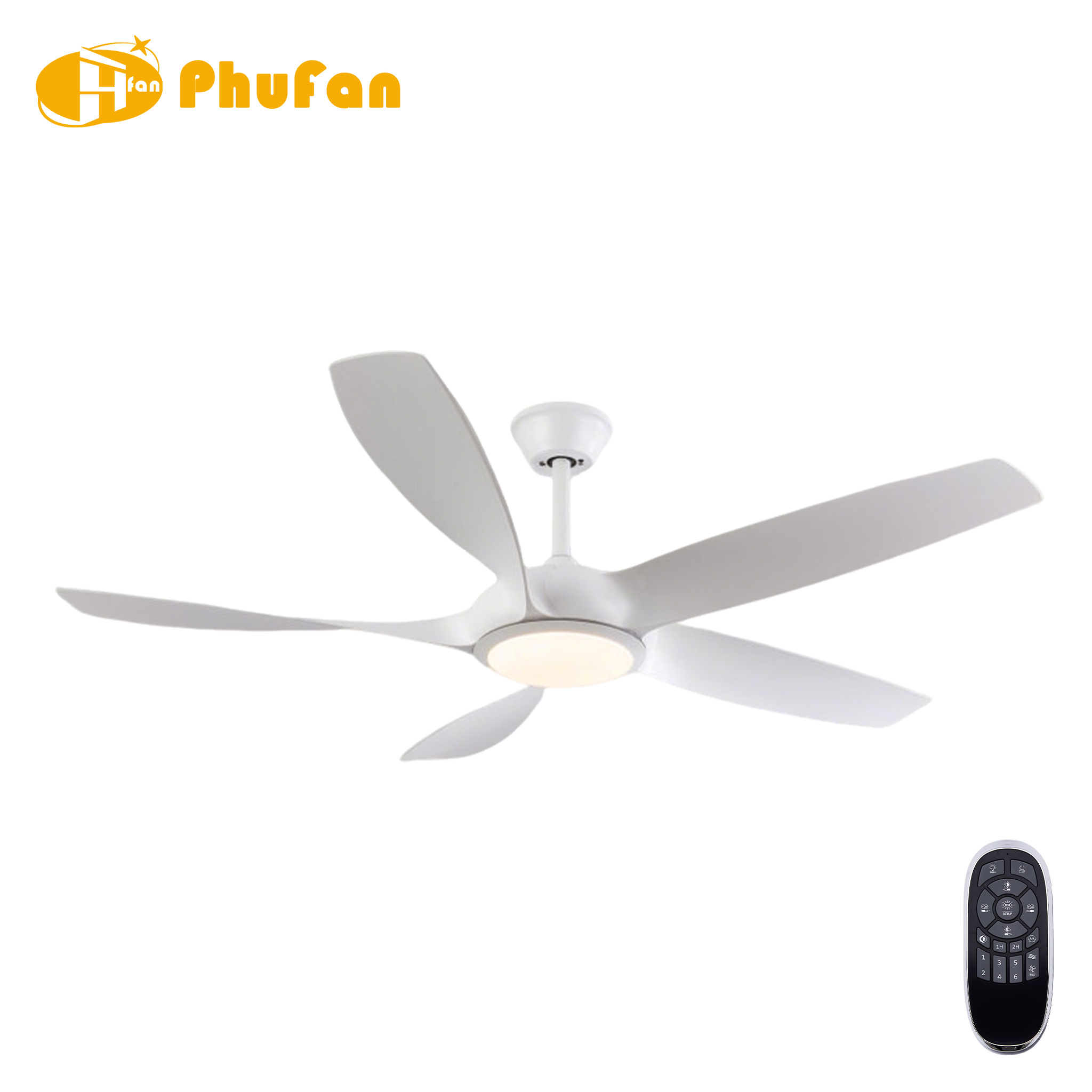5 Wide Curved Blade Ceiling Fan Light Large Airflow Decor Fan Lamp for OpenSpace