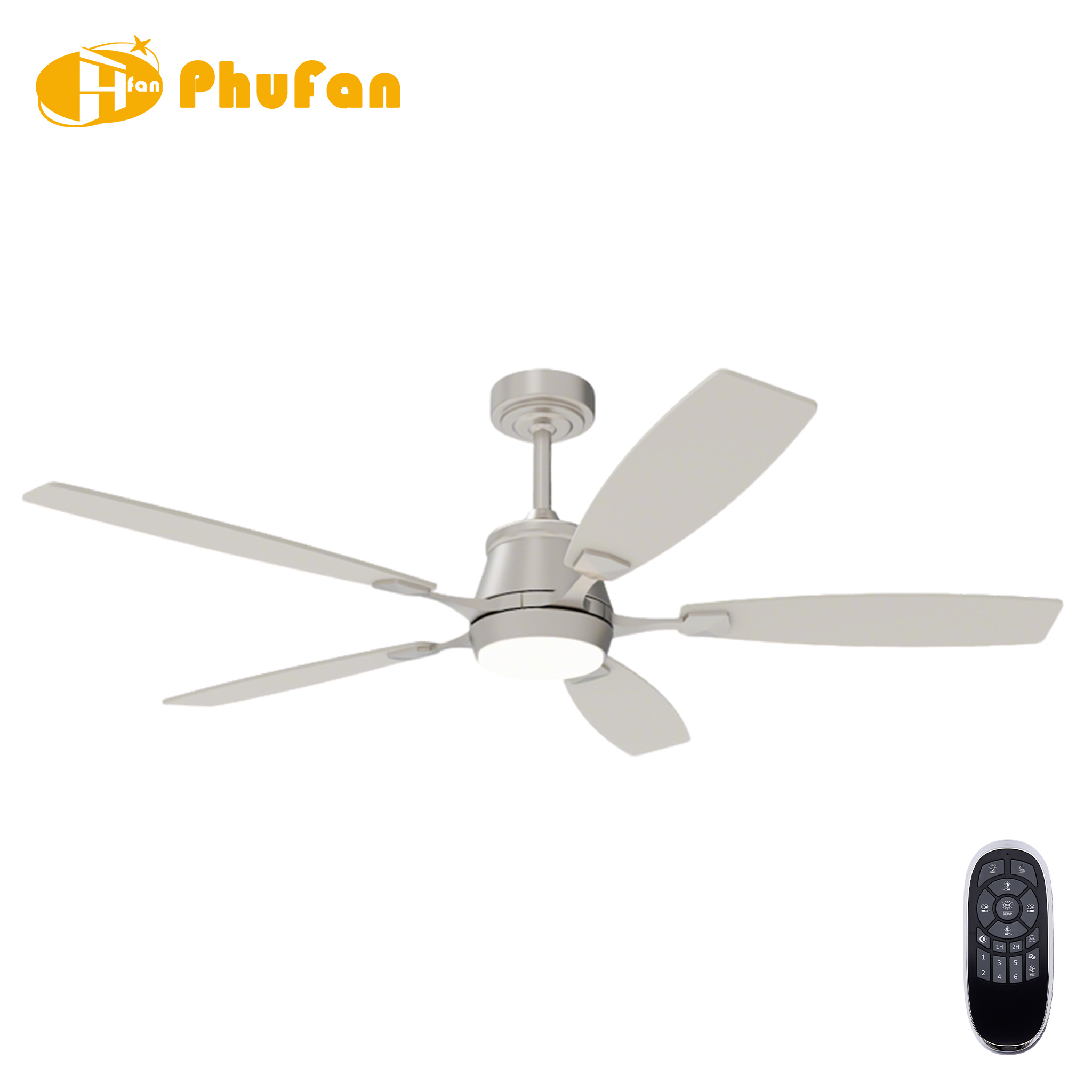 Scandinavian Ceiling Fan with Light for Bedroom - 3 Light Tones