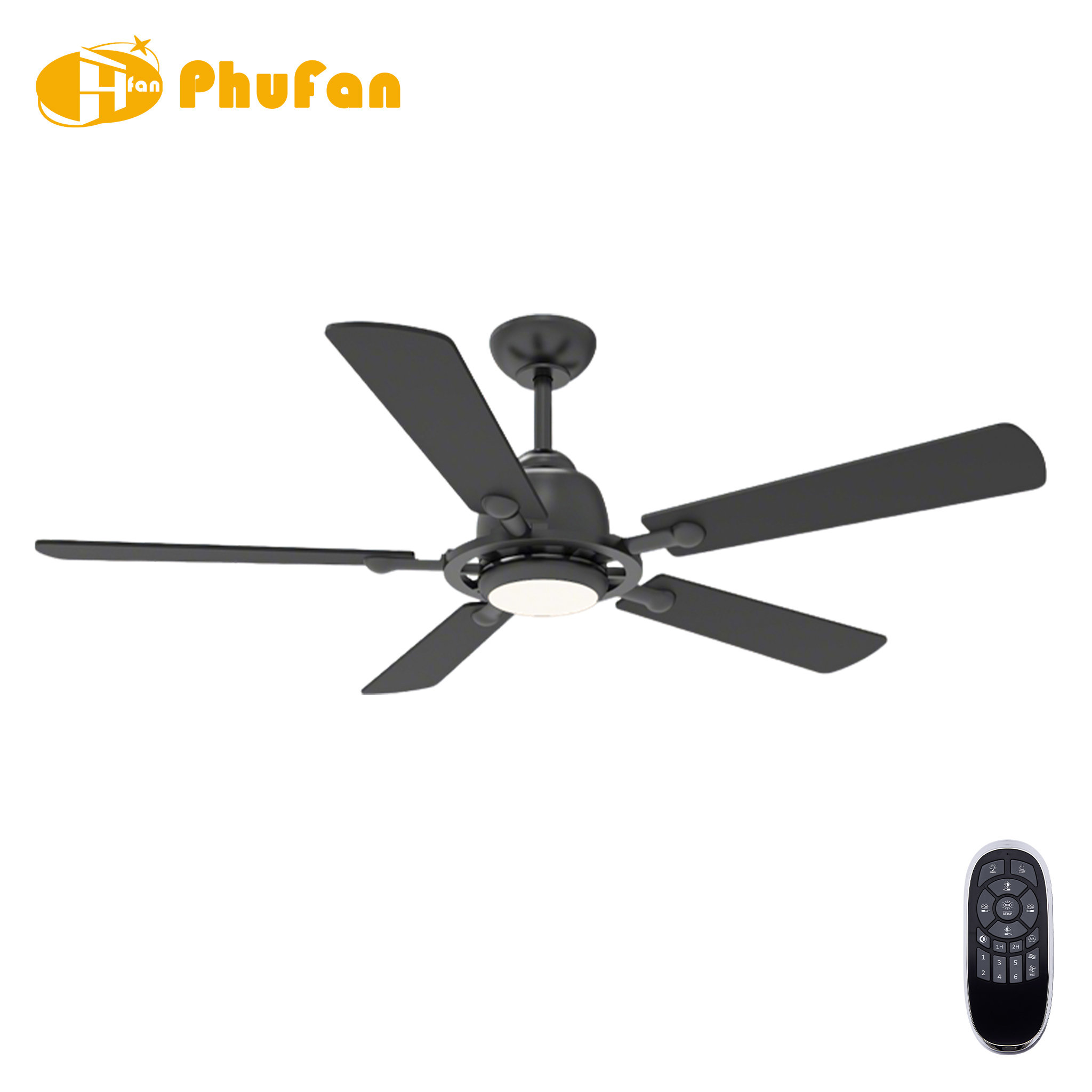 5 Blade Ceiling Fan Light Remote Silent Reversible BLDC Motor For Bedroom