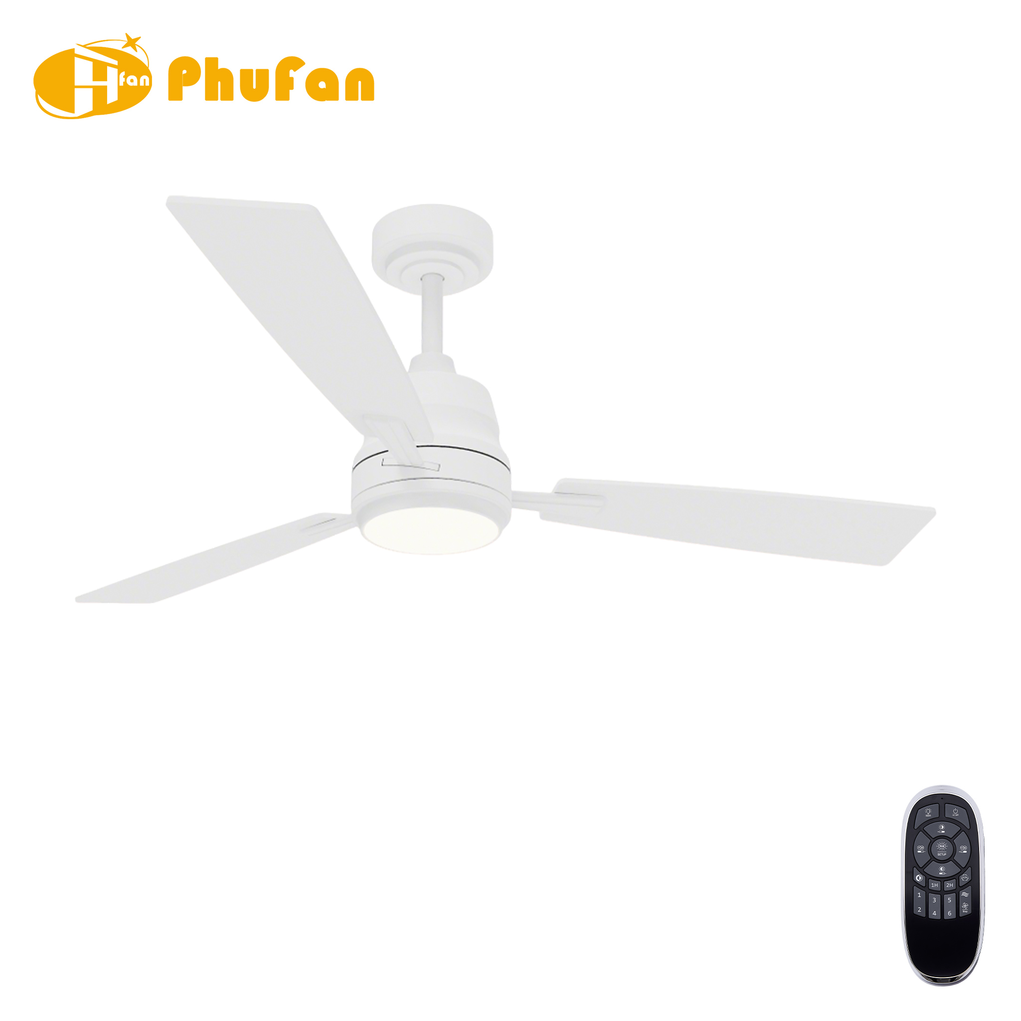 Wood Blade Ceiling Fan with Light for Guest Bedroom - Remote Control