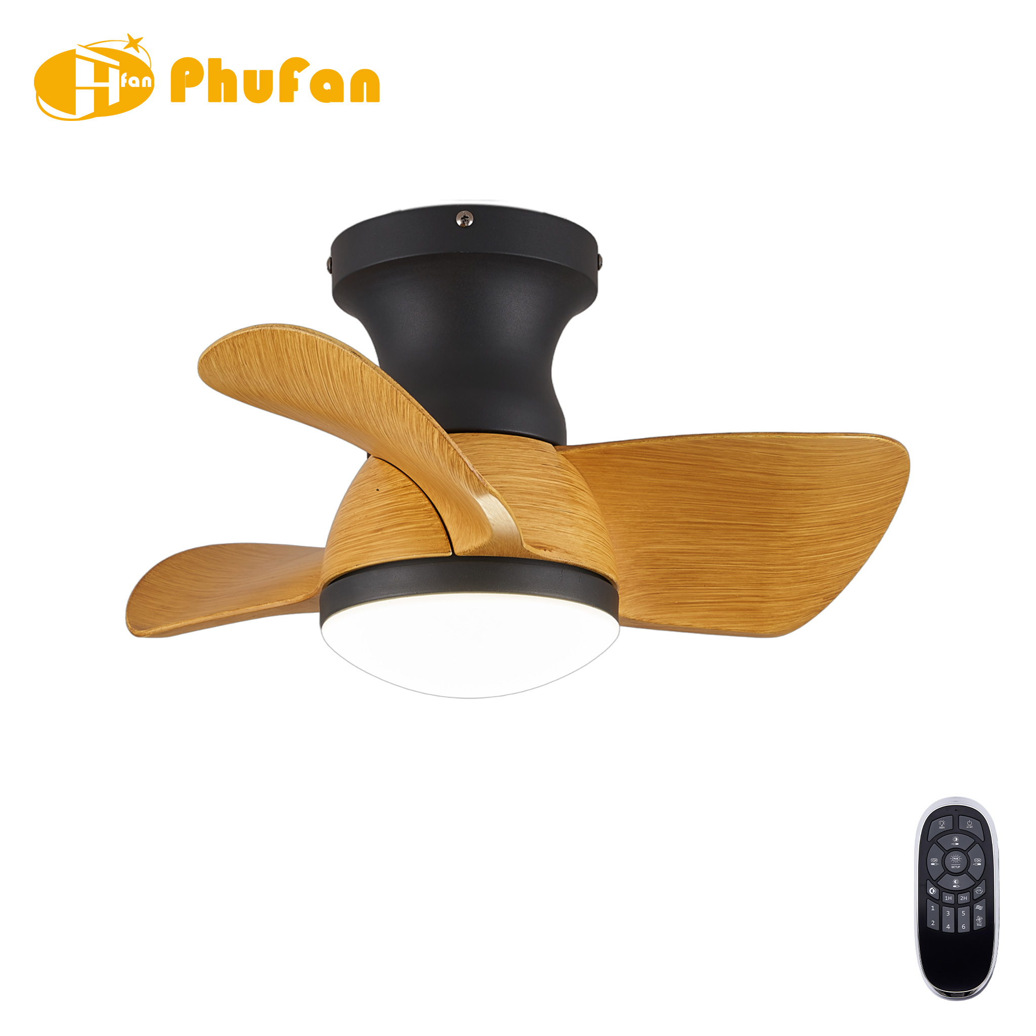Low Profile Flush Mount 3-Blade Ceiling Fan Light for Balcony Kids Room Laundry