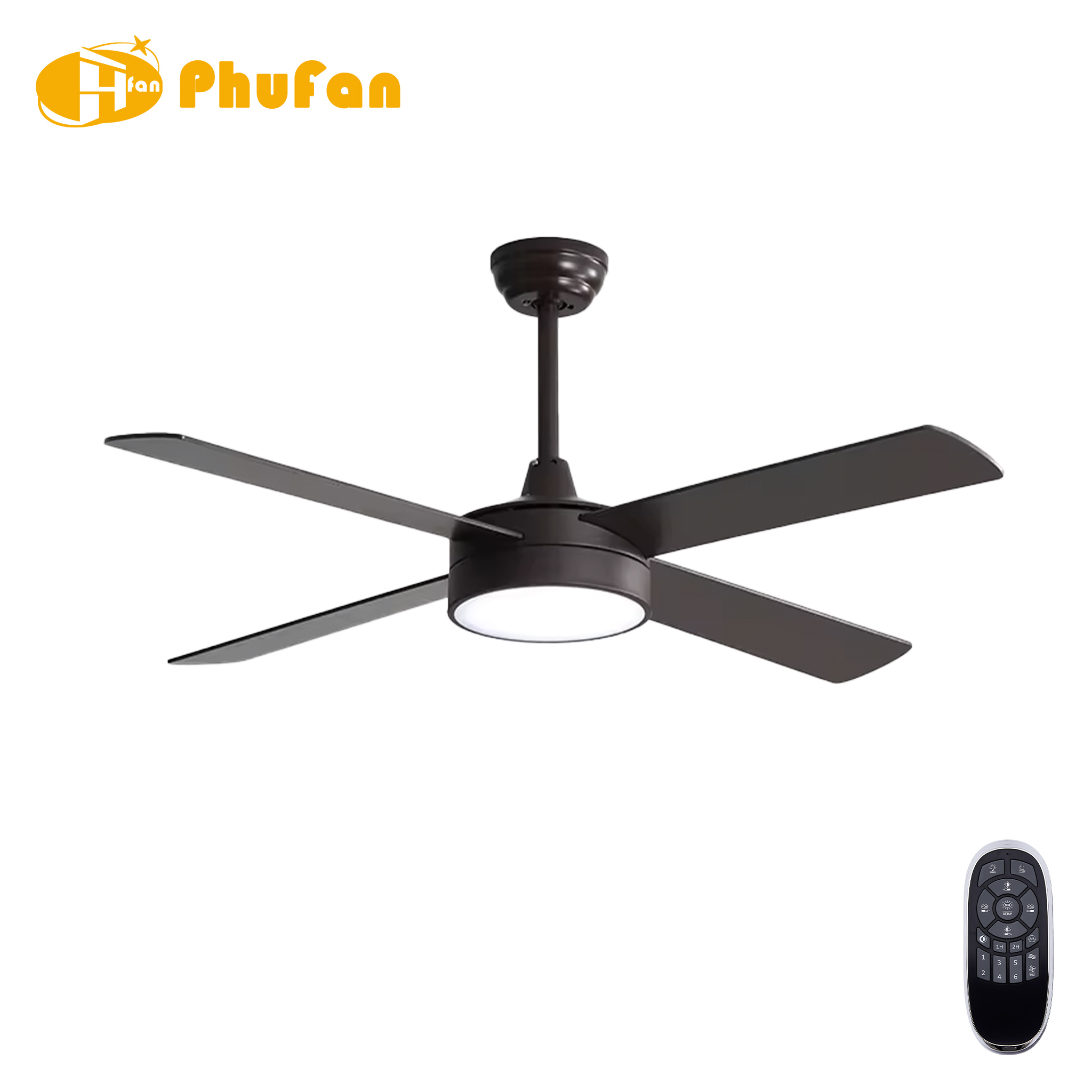4 Blade Ceiling Fan Light Remote Silent Reversible BLDC Motor For Bedroom