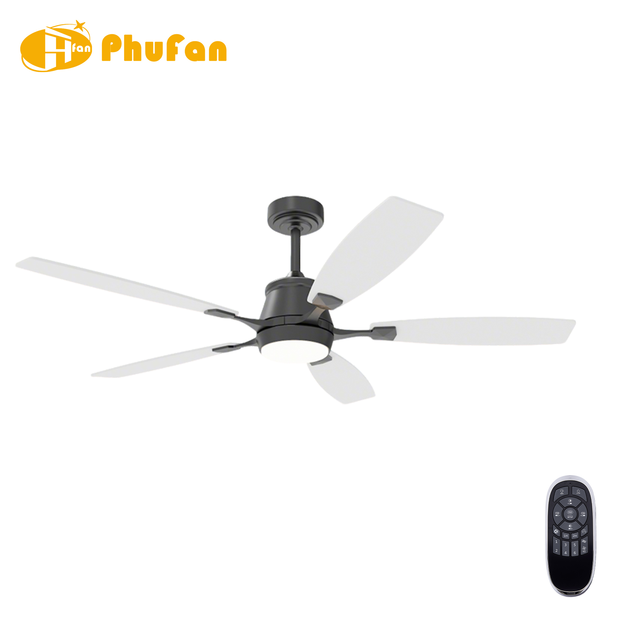 Scandinavian Ceiling Fan with Light for Bedroom - 3 Light Tones