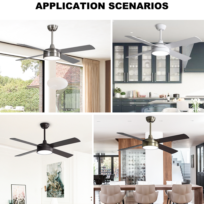 4 Blade Ceiling Fan Light Remote Silent Reversible BLDC Motor For Bedroom