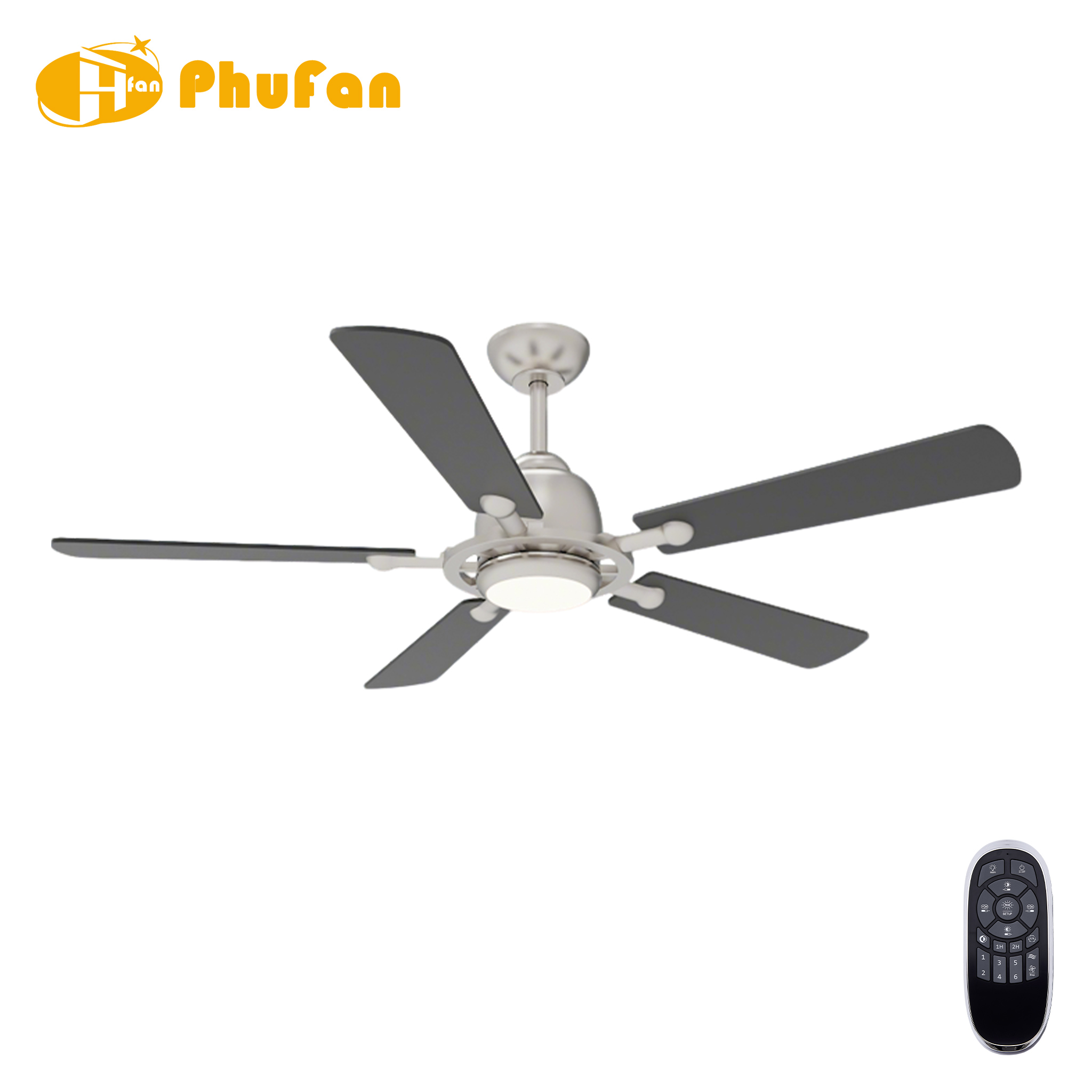 5 Blade Ceiling Fan Light Remote Silent Reversible BLDC Motor For Bedroom