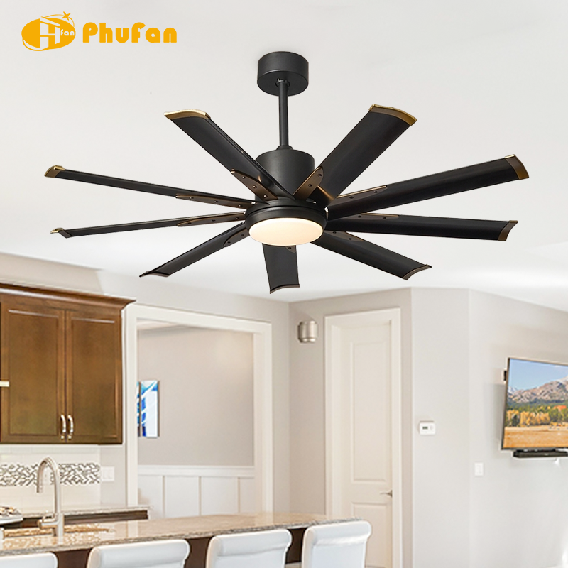 섬네일: 9 Gold Trim Tip Large Ceiling Fan Light Remote Low Noise Reversible Brushless 