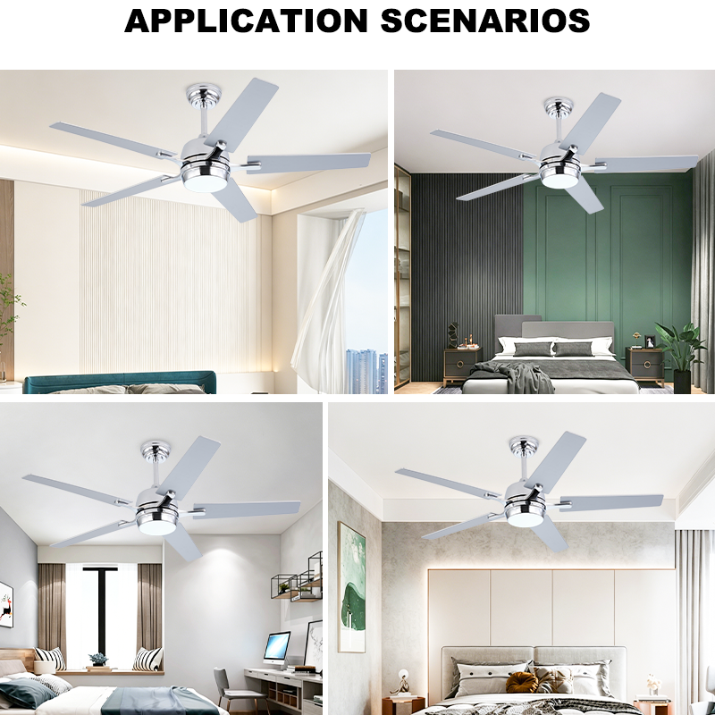 섬네일: 5 Blade Chrome Ceiling Fan Light Remote Control Silent Reversible BLDC Motor