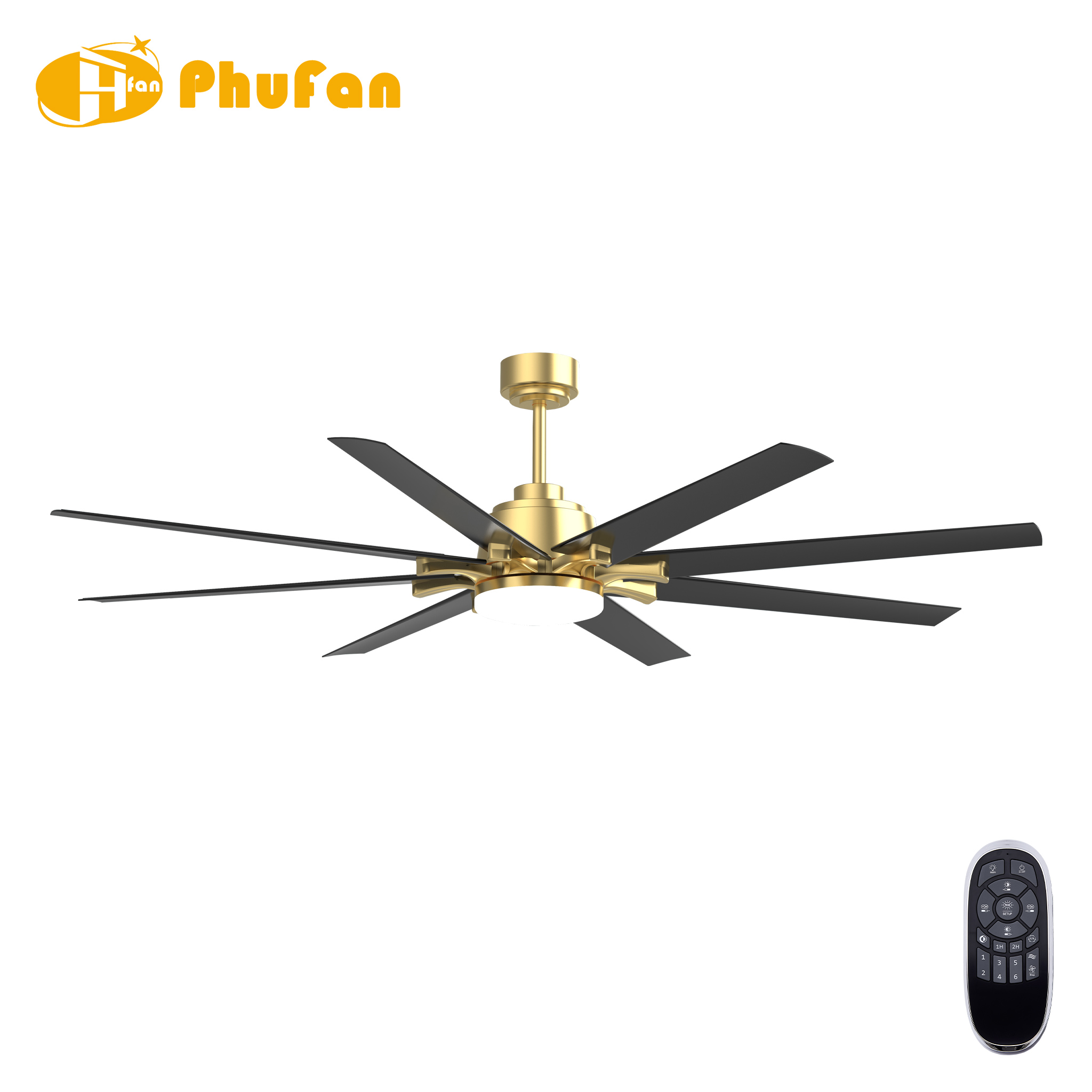 8-Blade Ceiling Fan Chandelier with LED Light 60/72-Inch Black