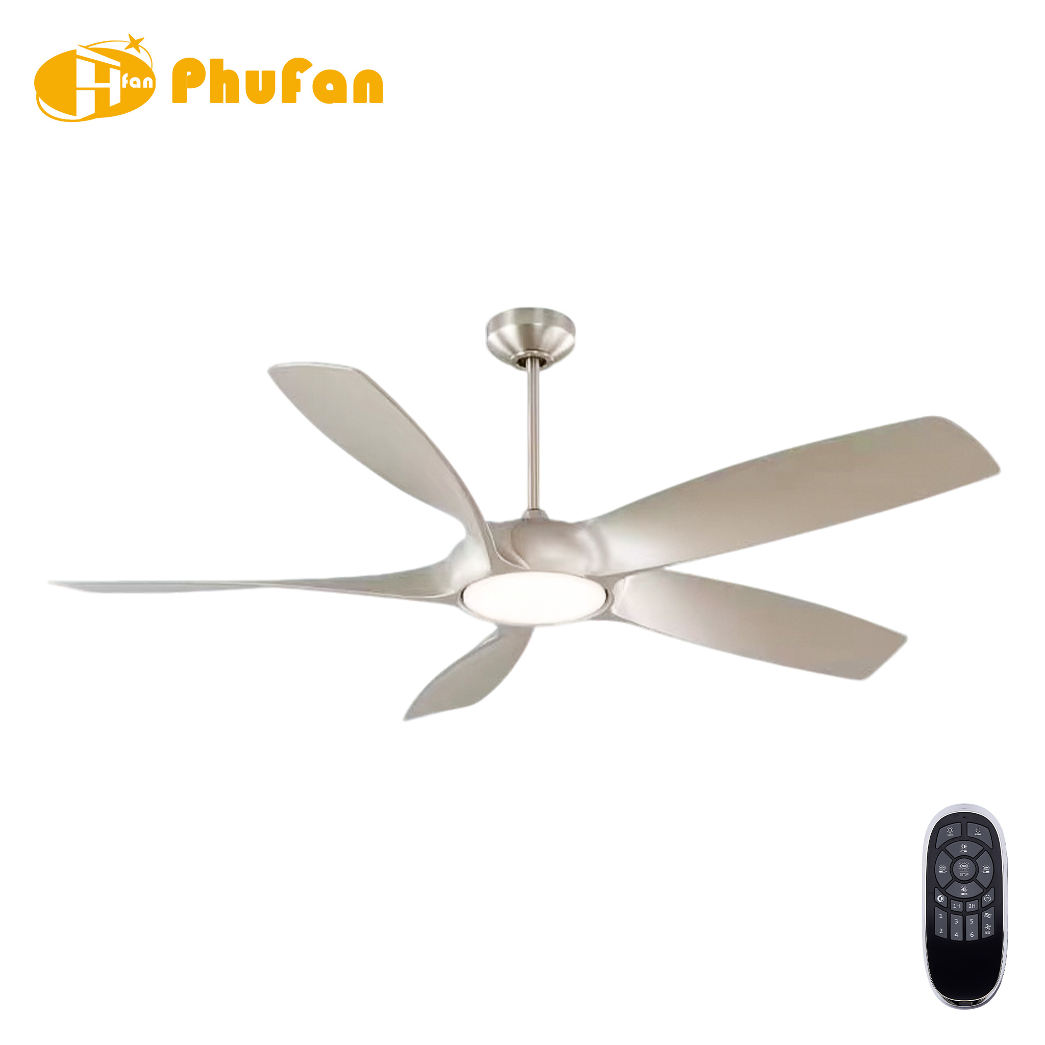 5 Wide Curved Blade Ceiling Fan Light Large Airflow Decor Fan Lamp for OpenSpace