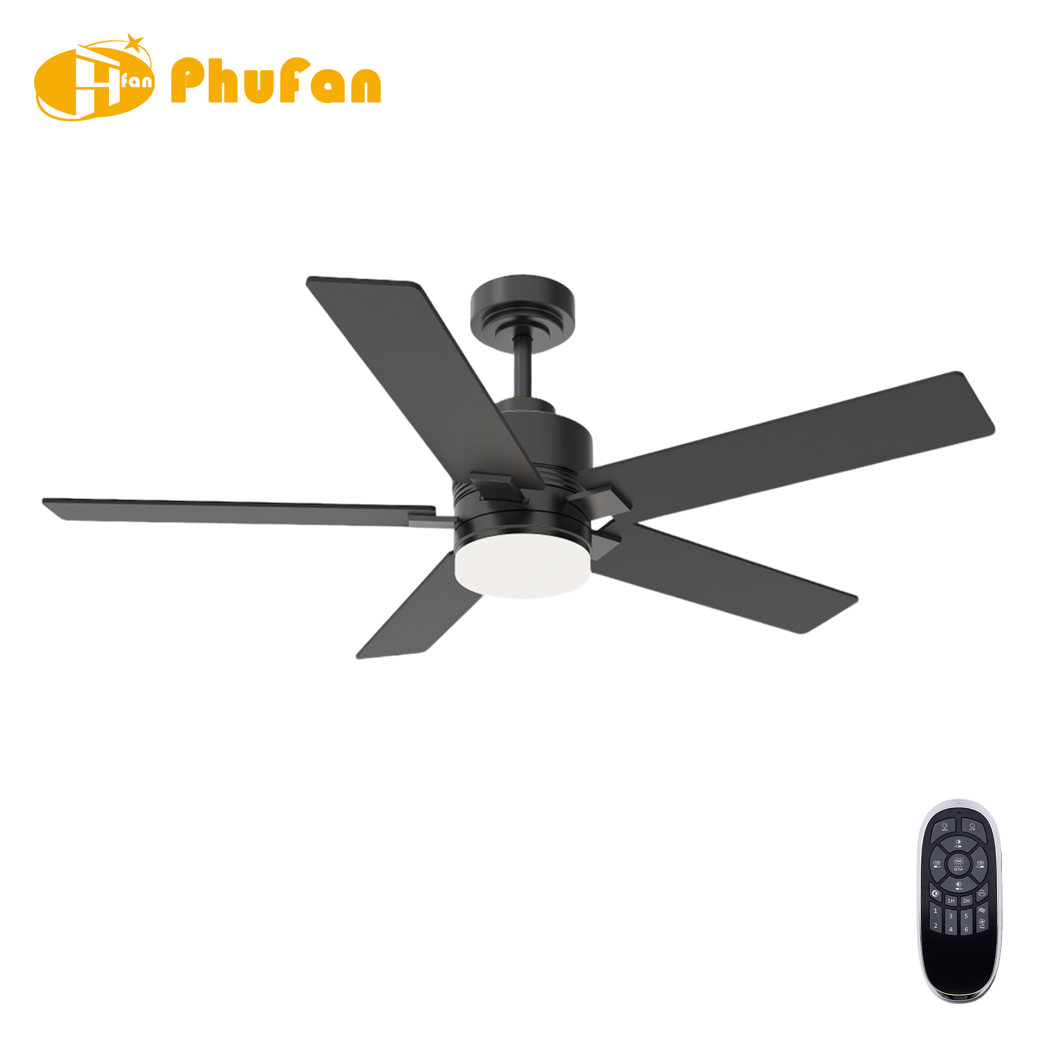 Ceiling Fan with Separate Three-Tone LED Light and Remote