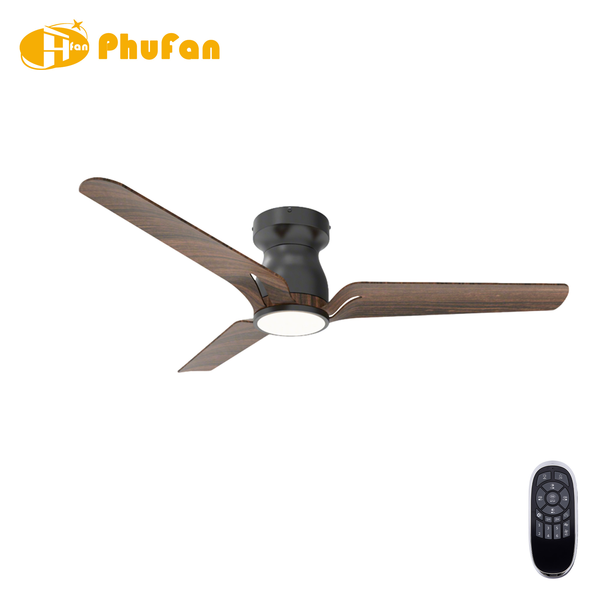 Low Profile Ceiling Fan with LED Light and Remote - ABS Blades