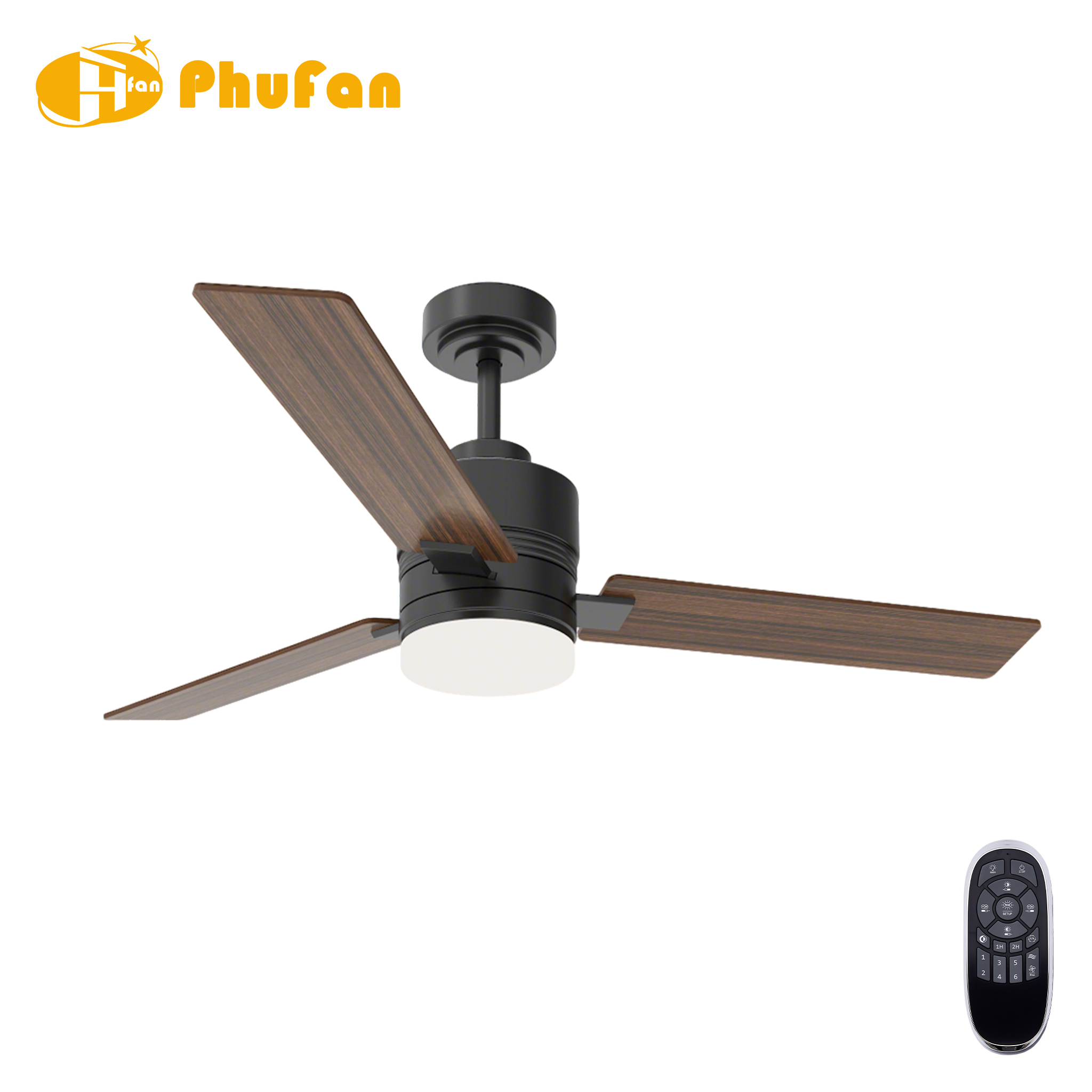 3 Straight Flat Blade Ceiling Fan Light Remote Silent Reversible BLDC Motor