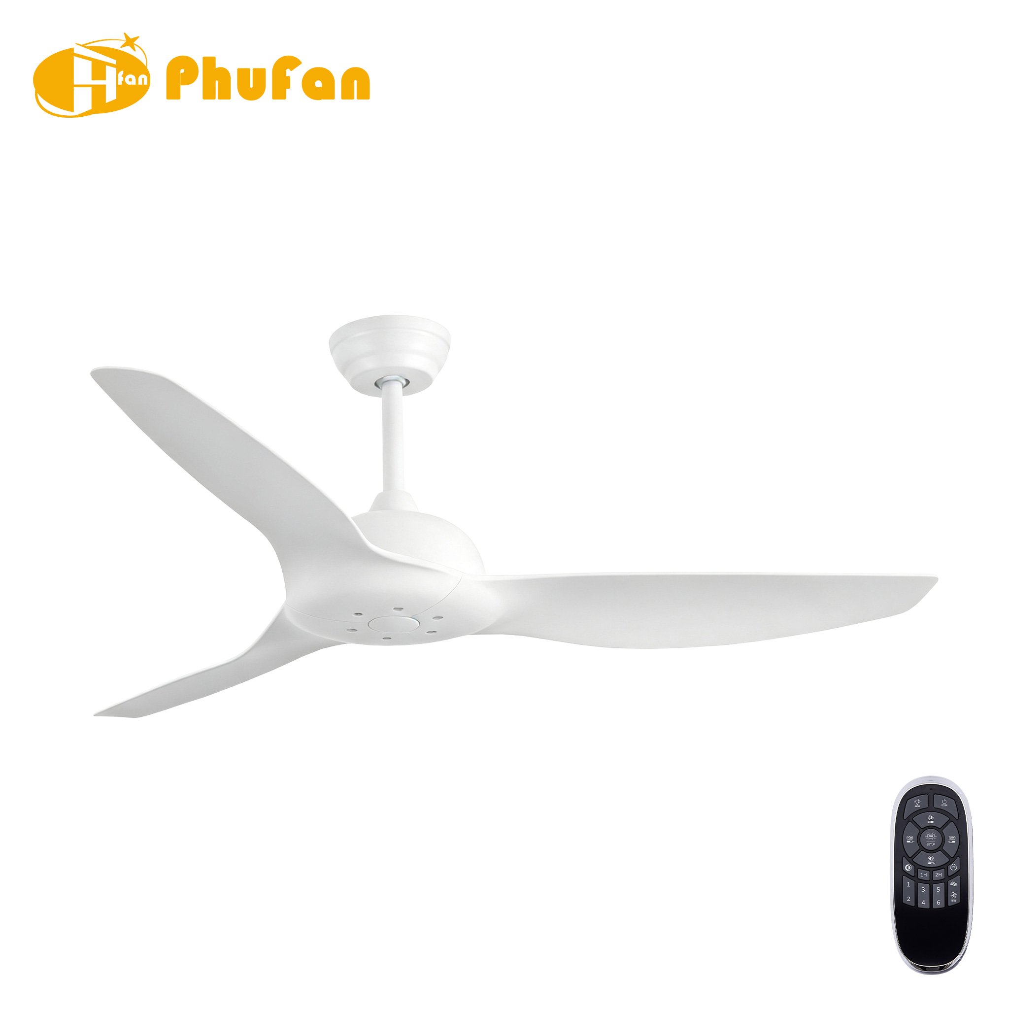 52 Inch Ceiling Fan IP65 Waterproof Quiet DC Motor Remote Reversible Downrod Fan
