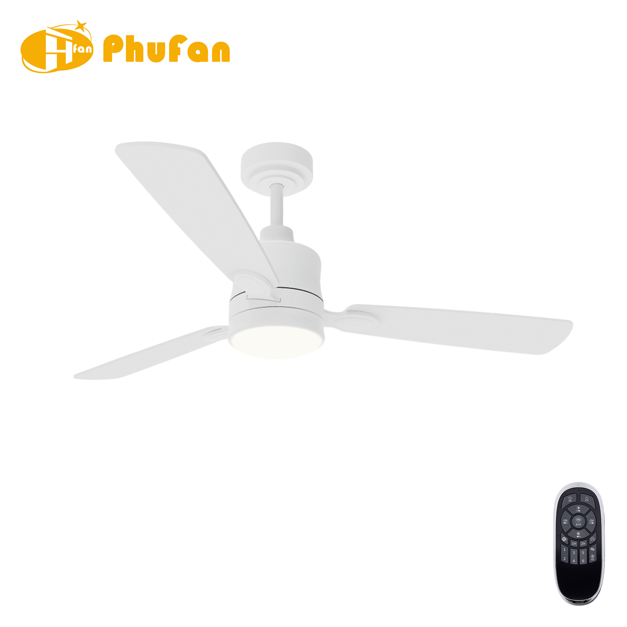 Mini Wood Blade Ceiling Fan with Light - 5 Blades and Remote