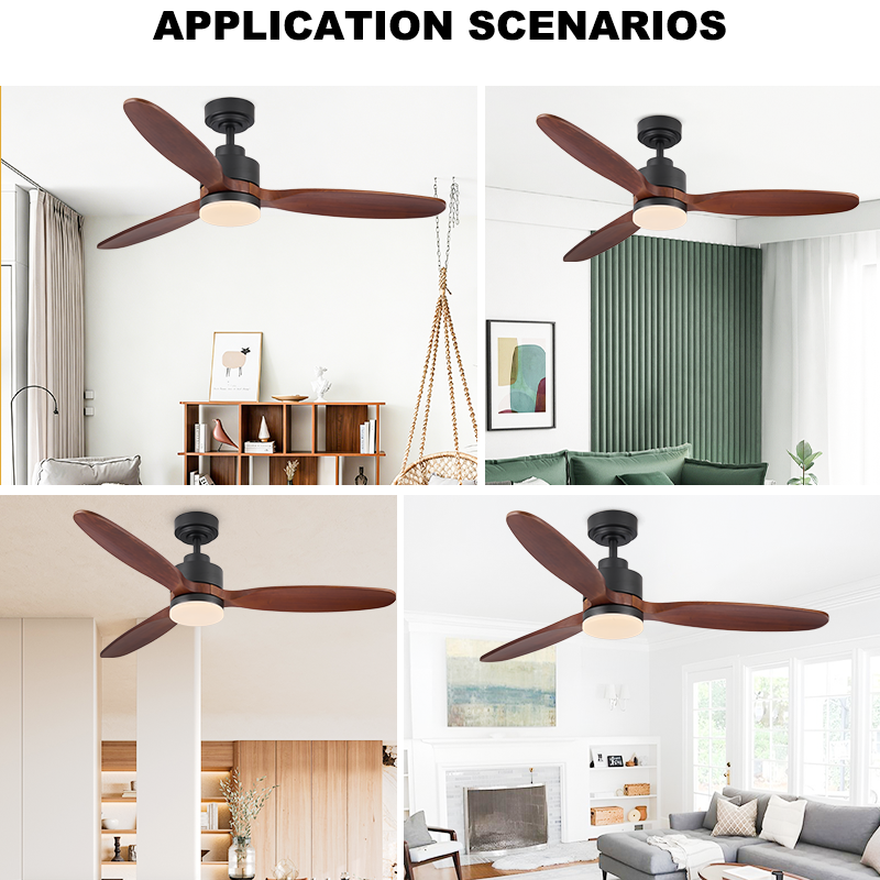 3 Solid Wood Ceiling Fan Light BLDC Motor, Natural Style Fan Lamp for Bedroom