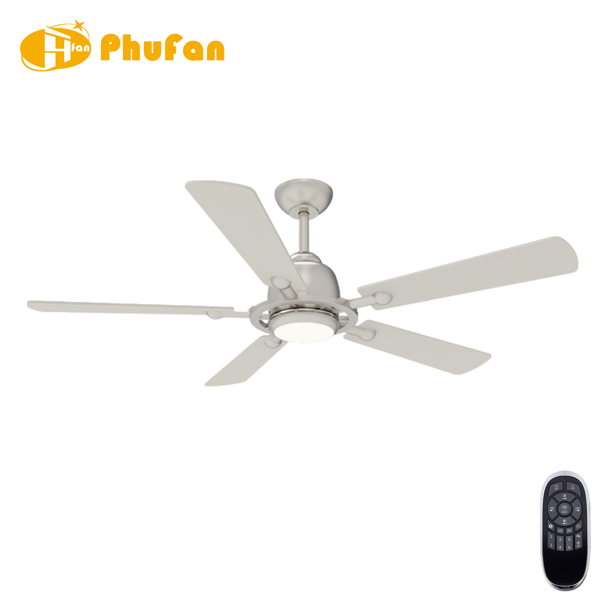 5 Blade Ceiling Fan Light Remote Silent Reversible BLDC Motor For Bedroom