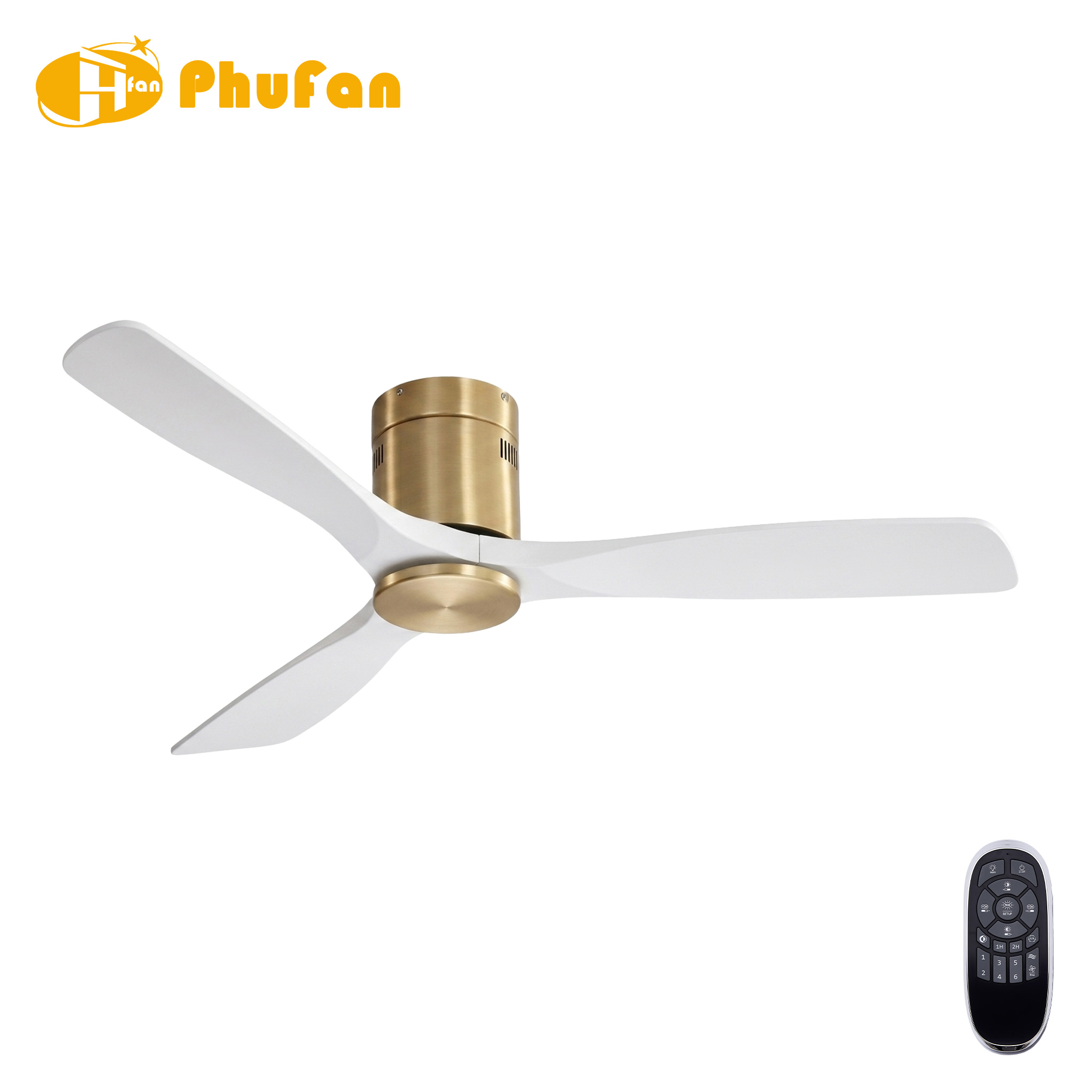 Low Profile Flush Mount Modern Ceiling Fan With Light  for Low Ceiling Bedroom
