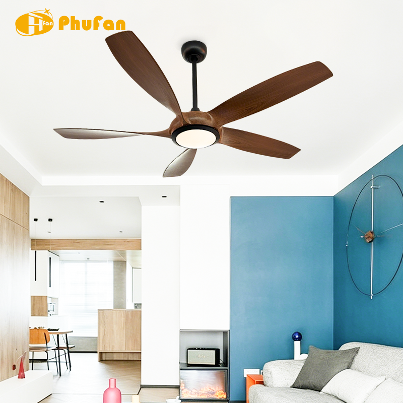 Miniatura: 5 Wide Curved Blade Ceiling Fan Light Large Airflow Decor Fan Lamp for OpenSpace