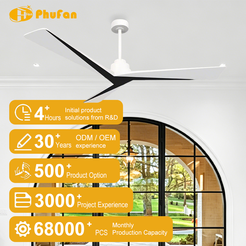 Two-Tone Geometric Stripe Ceiling Fan Without Light Minimalist Decor Fan