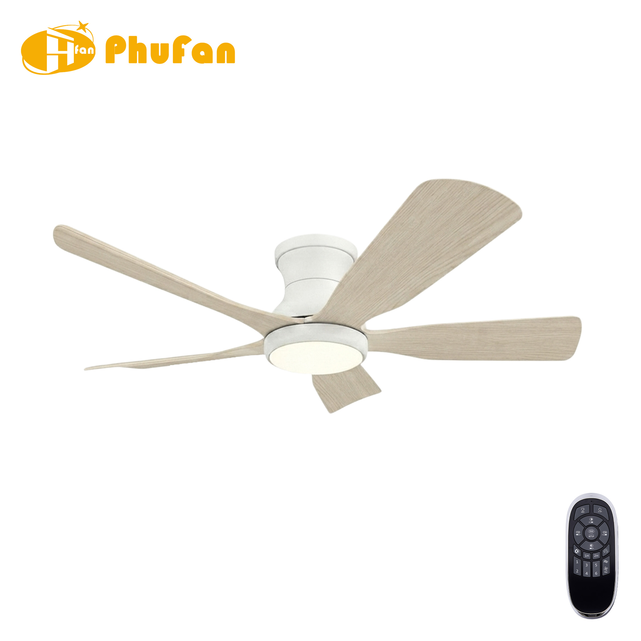 Flush Mount Hugger 5-Blade Ceiling Fan Light Low Lamp for Small Room Hallway
