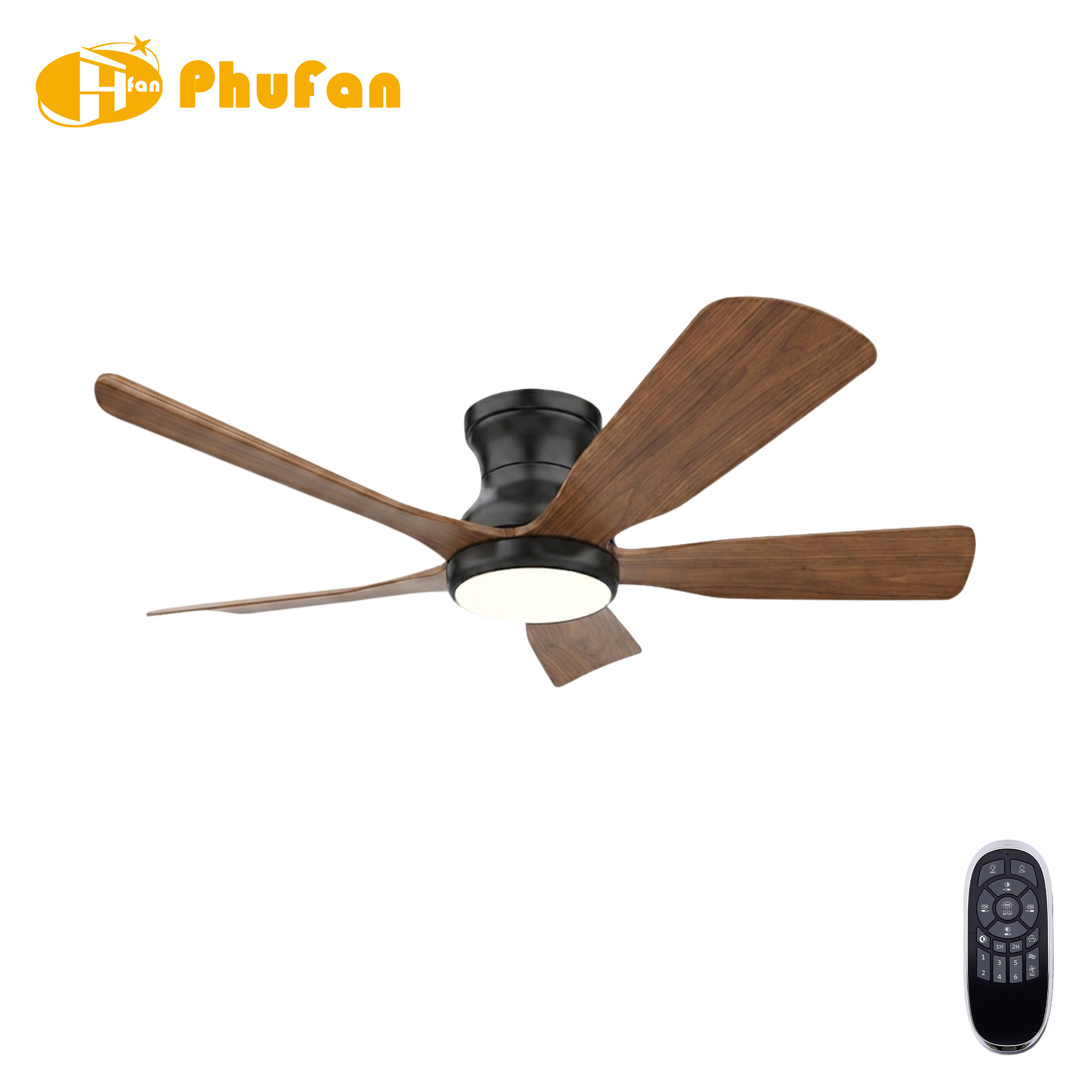 Flush Mount Hugger 5-Blade Ceiling Fan Light Low Lamp for Small Room Hallway