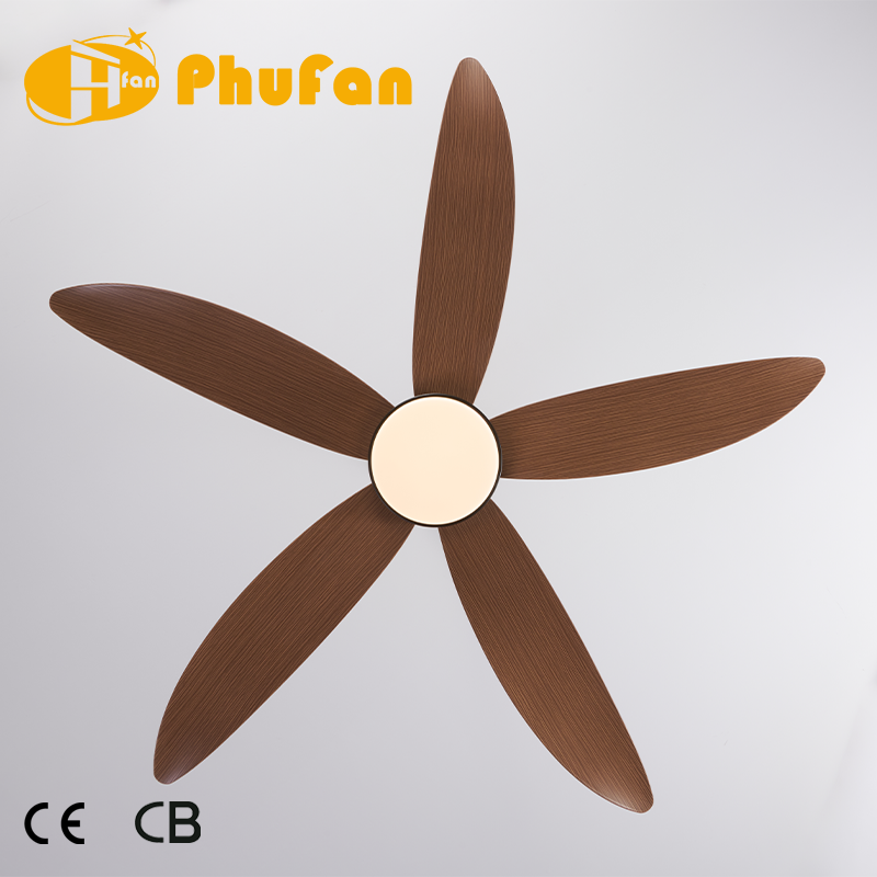 תמונה ממוזערת: 5 Blade Ceiling Fan Light, Dark Wood Grain ABS Blades for Living Room Bedroom 