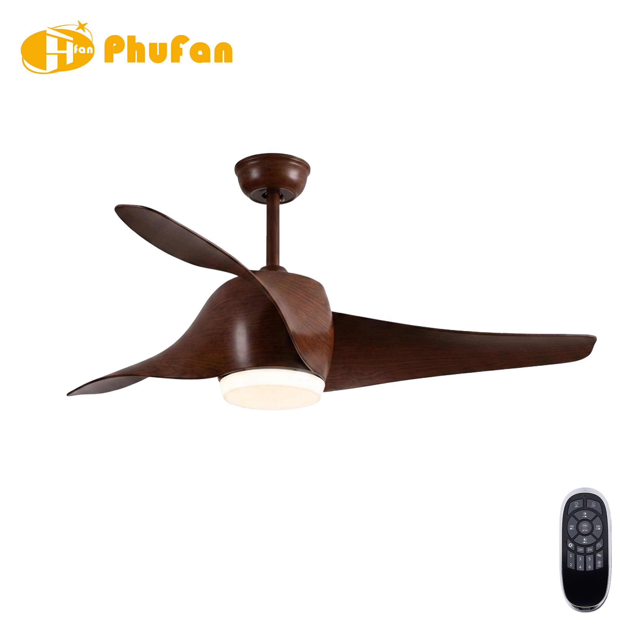 3-Blade ABS Ceiling Fan with Light and Remote - Sculpted Blade Design