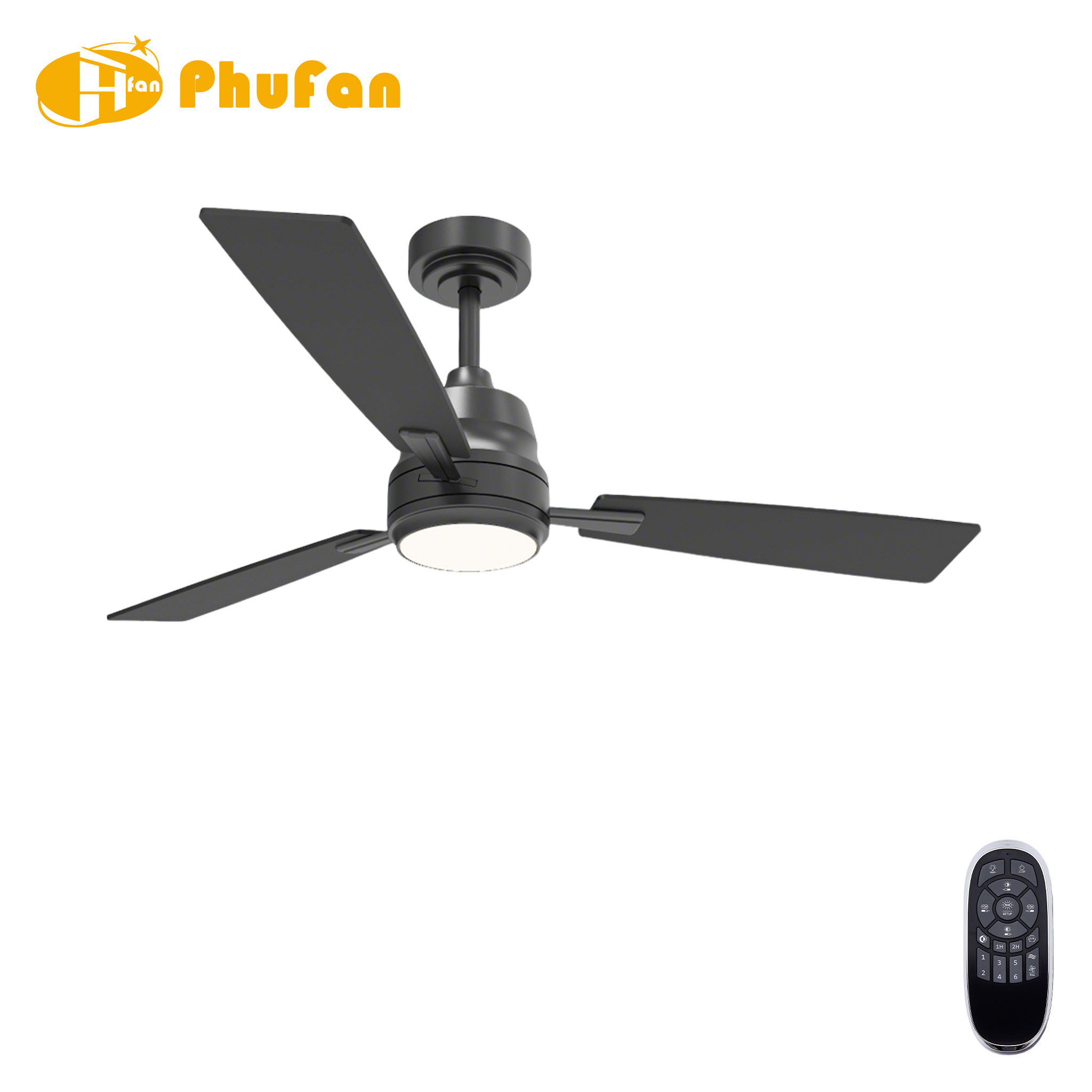Wood Blade Ceiling Fan with Light for Guest Bedroom - Remote Control