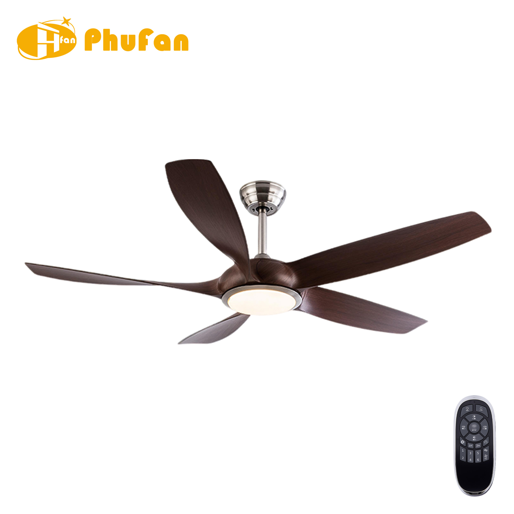 5 Wide Curved Blade Ceiling Fan Light Large Airflow Decor Fan Lamp for OpenSpace