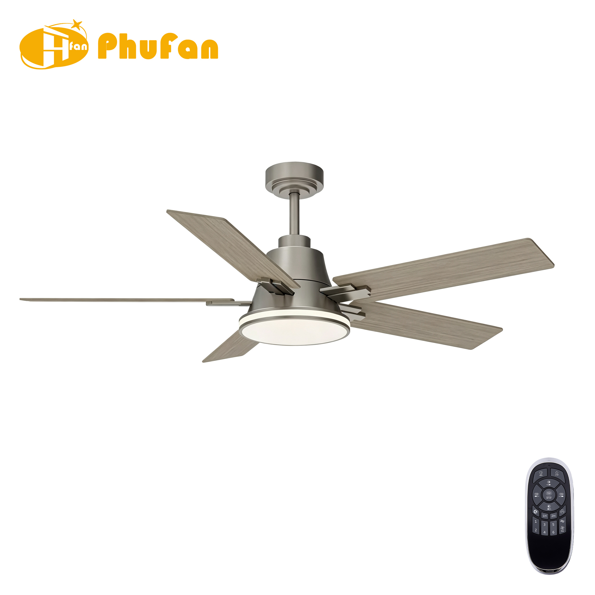 52-Inch 5-Blade Traditional Ceiling Fan with LED Light and Remote