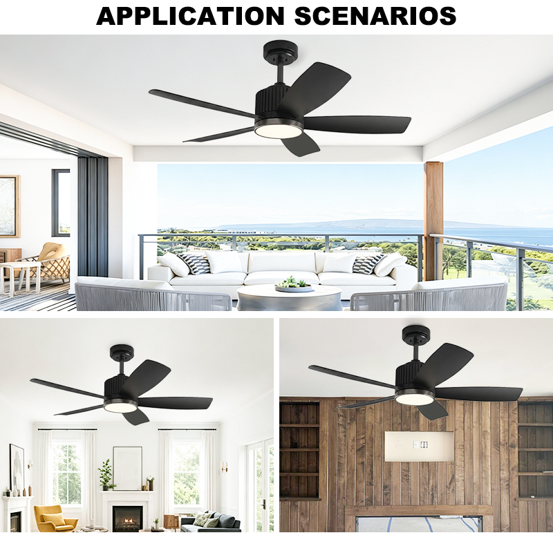 Miniature : Vertical Rib Motor Housing 5-Blade Ceiling Fan Light Remote Control DC Motor