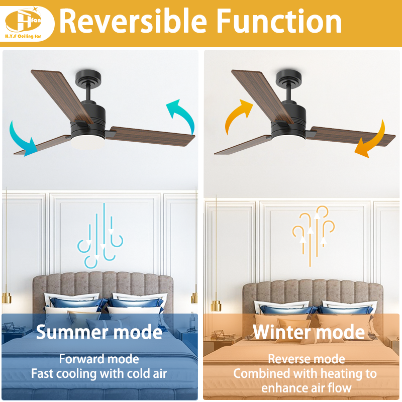 3 Straight Flat Blade Ceiling Fan Light Remote Silent Reversible BLDC Motor