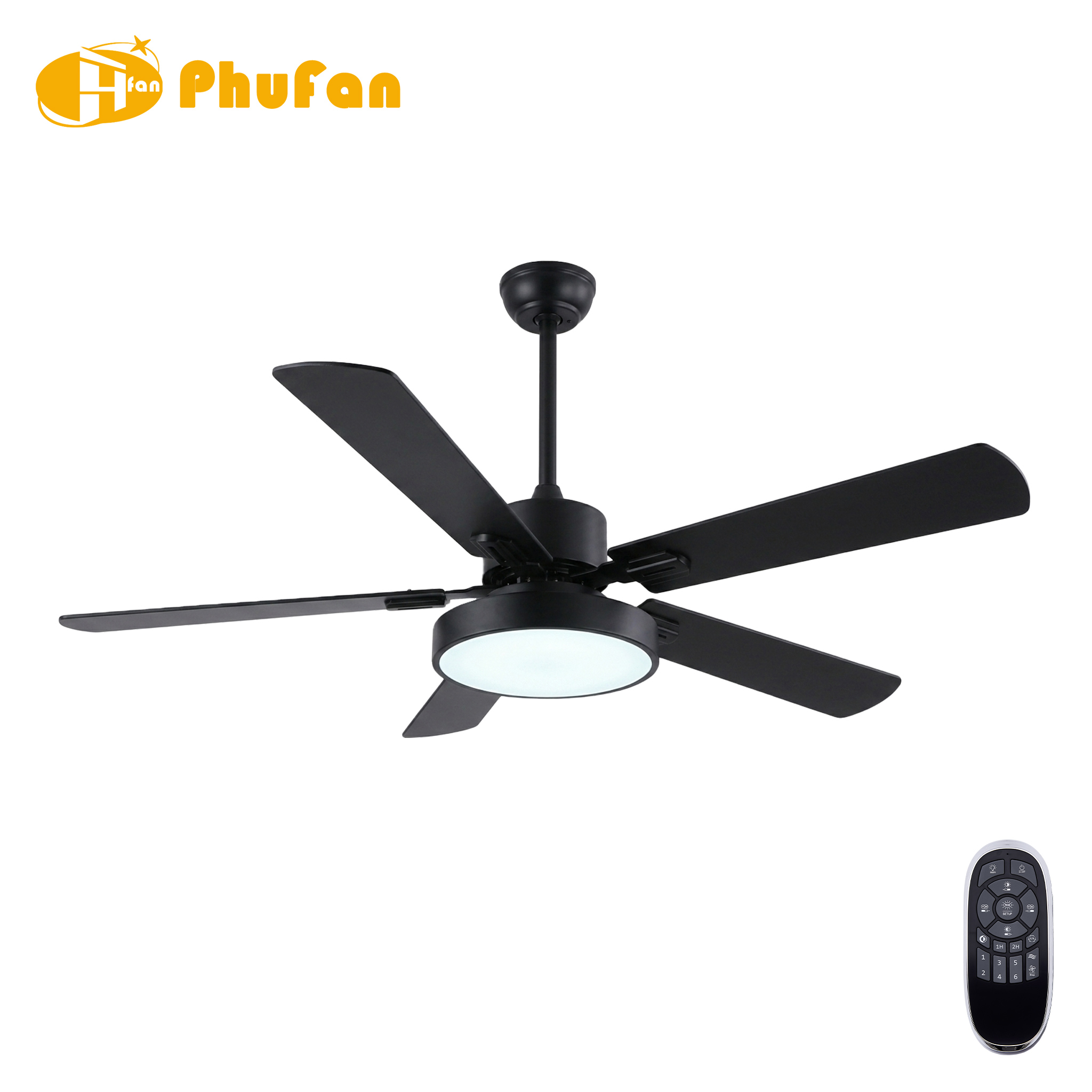 5 Blade Ceiling Fan Light Remote Silent Reversible BLDC Motor, Minimalist Fan